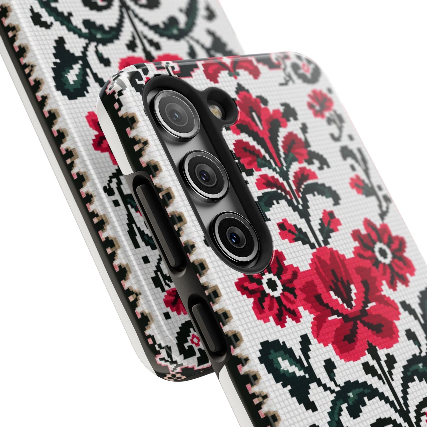 Traditional Floral Knit Tough Phone Cases - Durable Protection with Vintage Style - for iPhone
