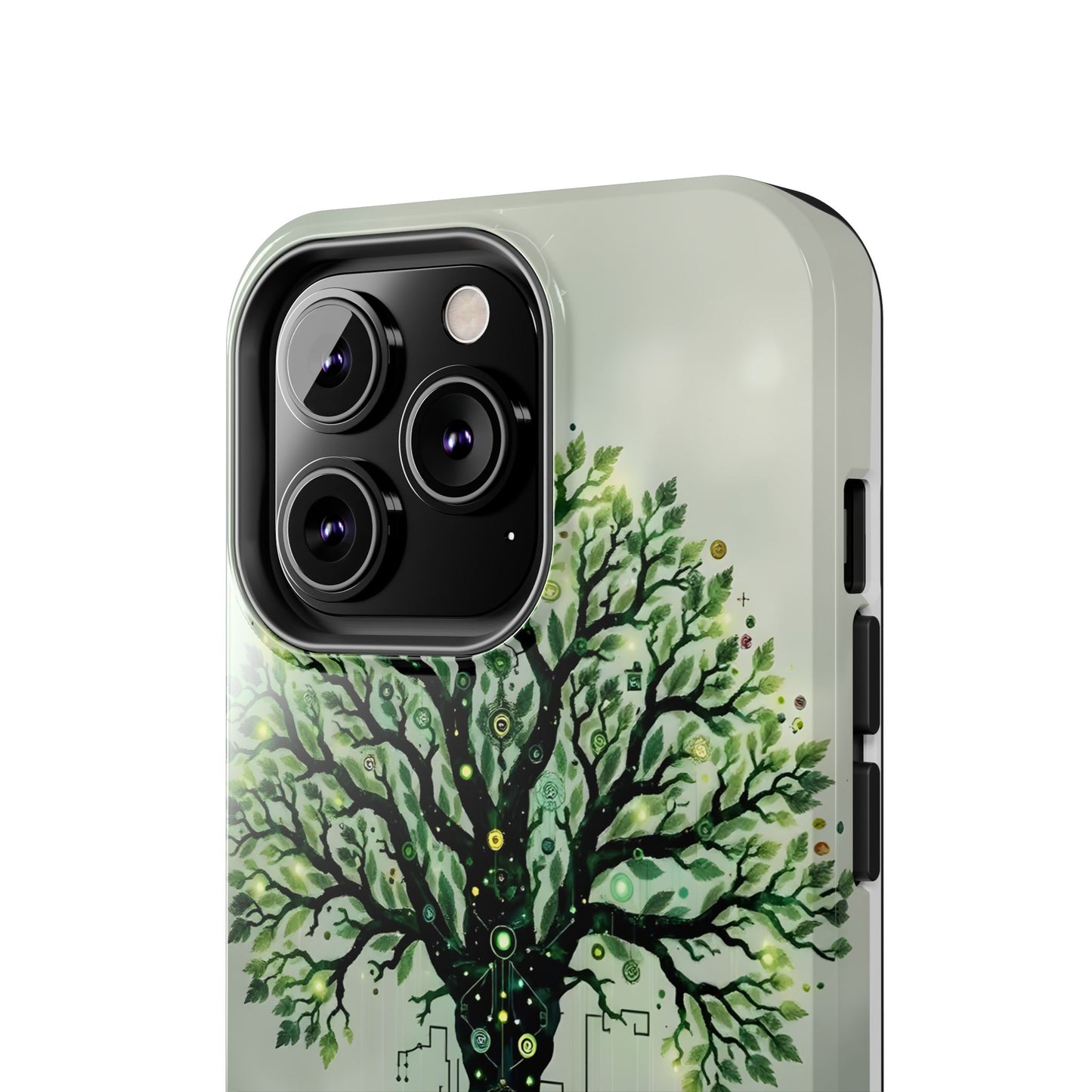 Nature-Inspired Tough Phone Case with Tech Tree Design - for iPhone