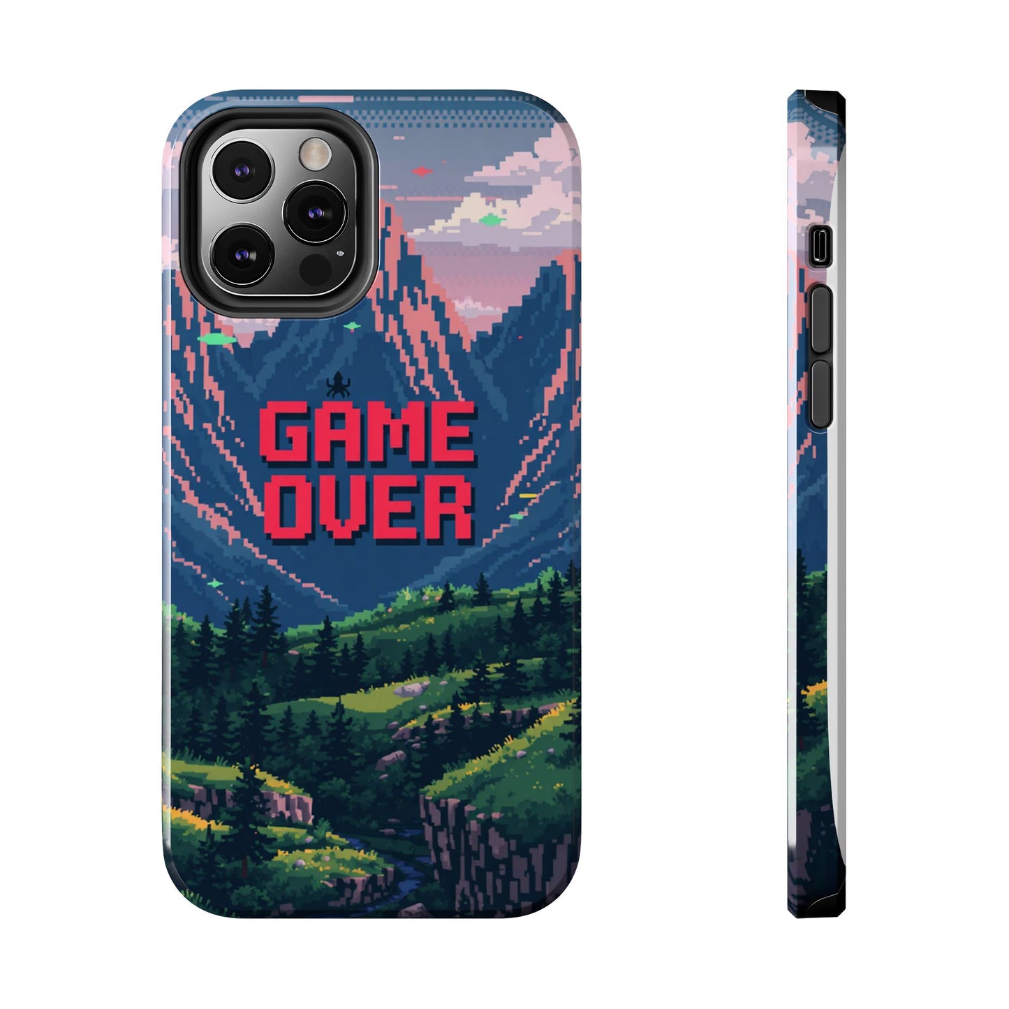 Pixel Art Tough Phone Case - 'Game Over' Design for Gamers