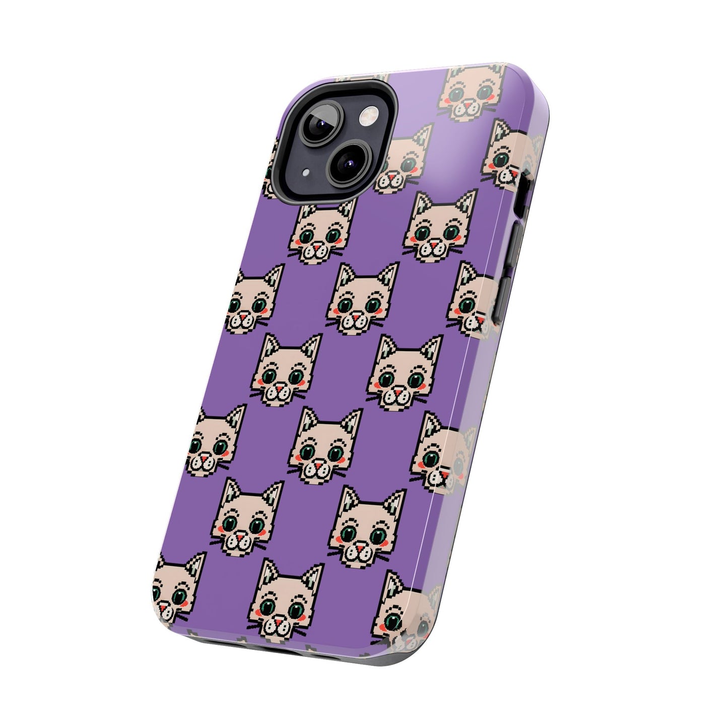 Cute Pixel Cat Tough Phone Case – Fun and Durable Protection for Cat Lovers - for iPhone