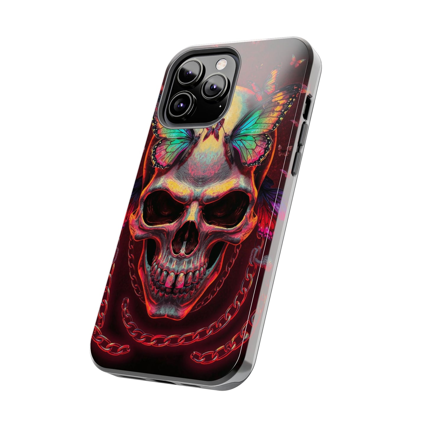 Gothic Skull Phone Case with Butterflies - Durable Tough Phone Case