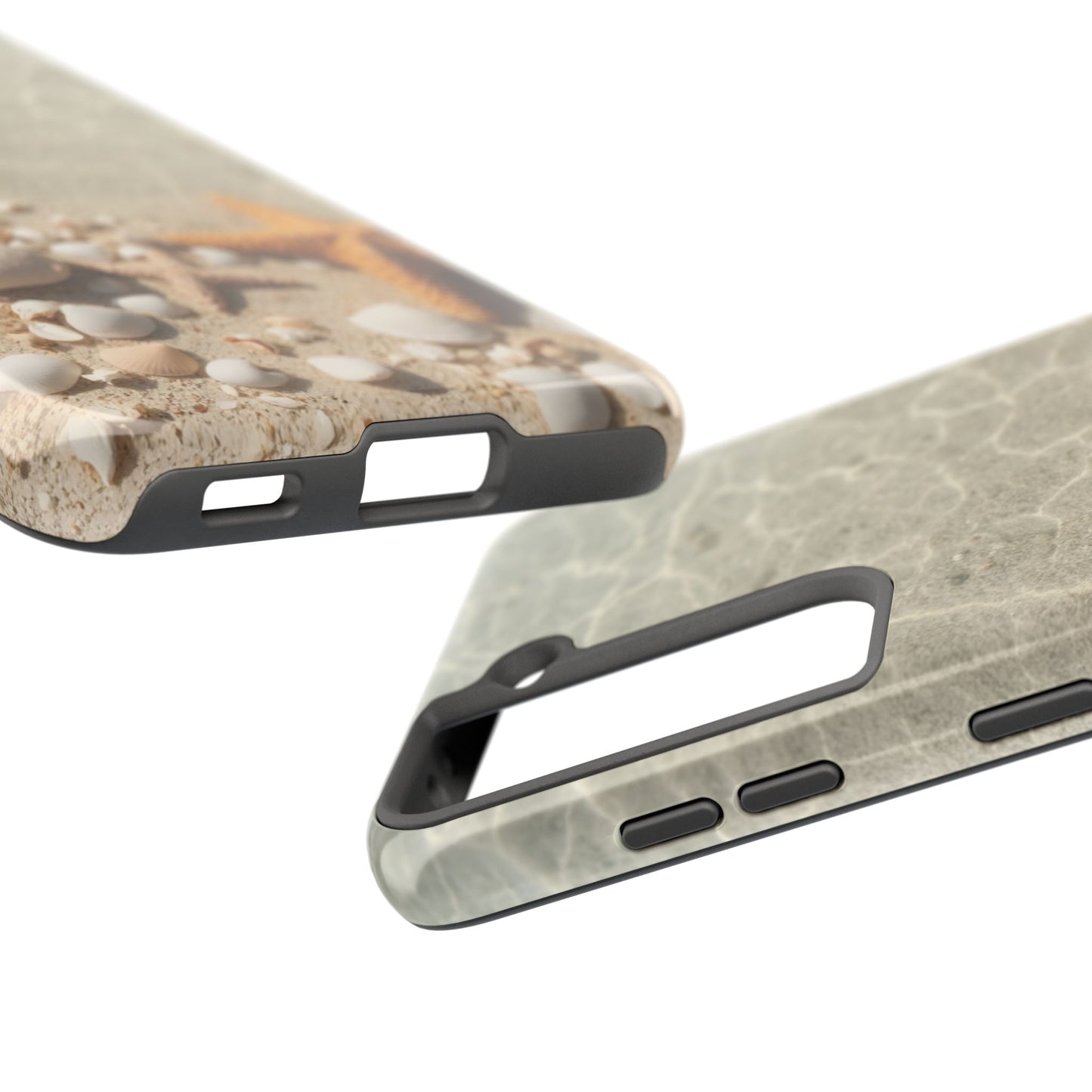 Beach-Inspired Tough Phone Case with Starfish and Seashell Design