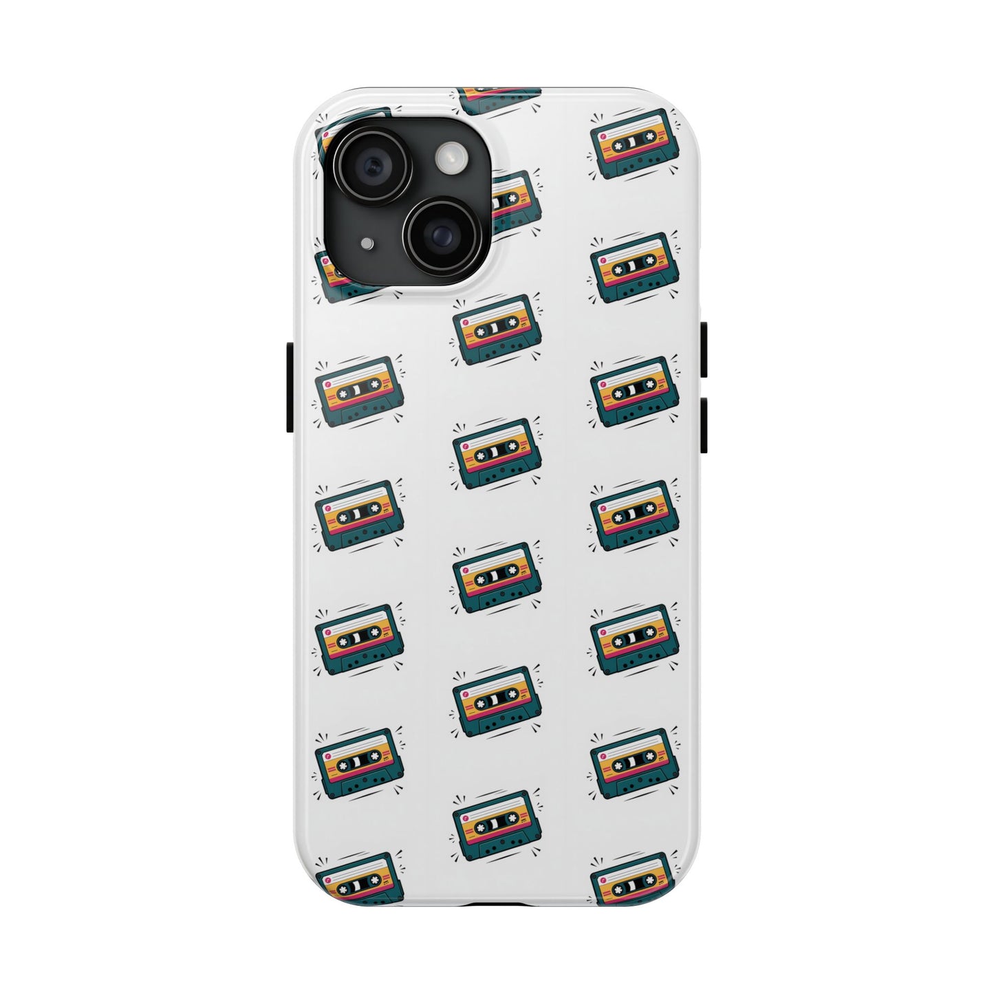 Retro Cassette Tape Phone Case Pattern - White