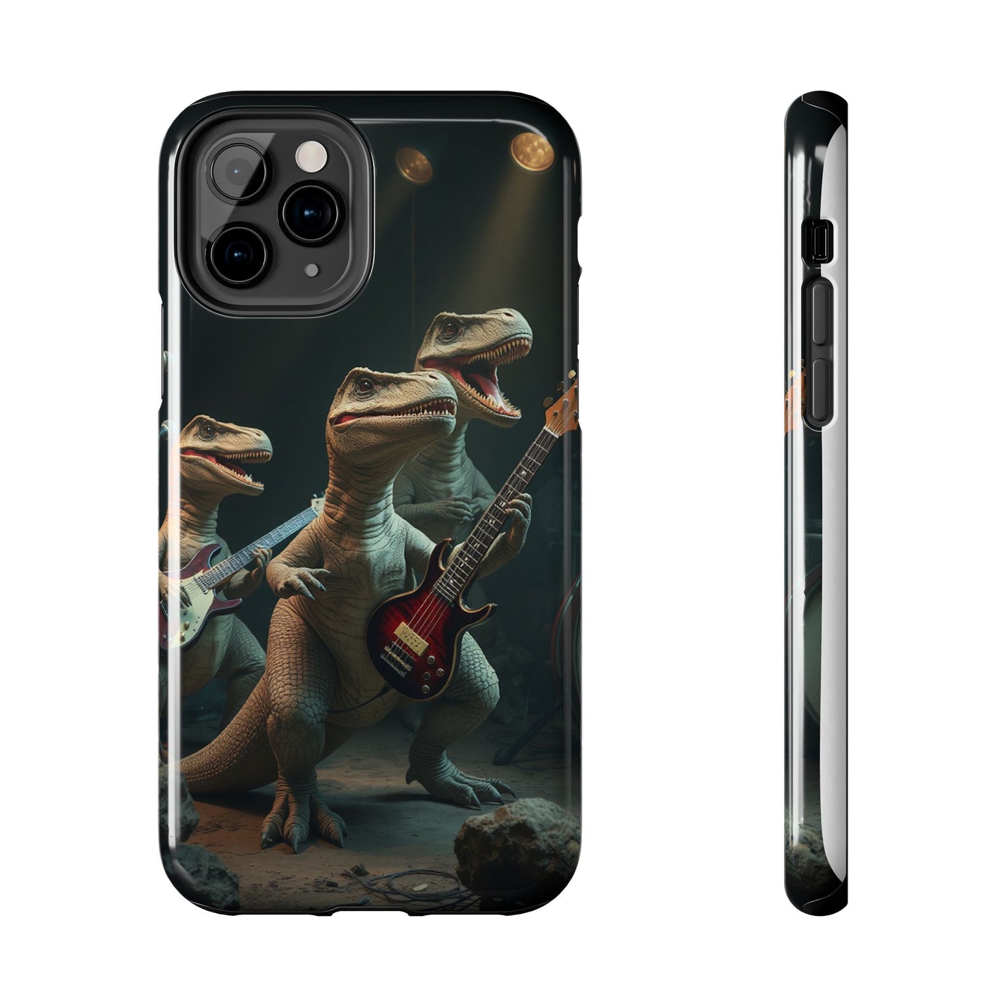 Rockin' Dinosaur Tough Phone Cases - Perfect for Music Lovers and Kids!