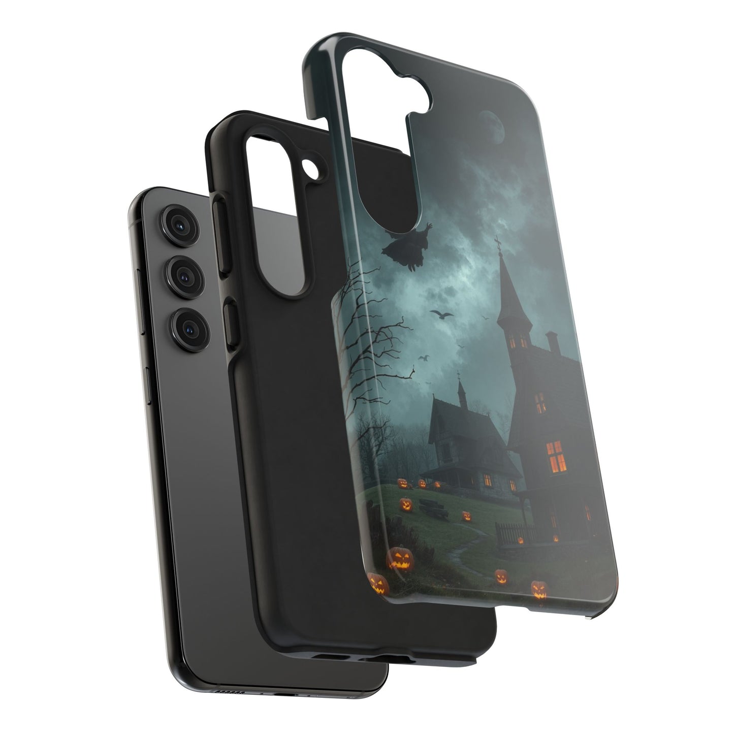 Halloween-Themed Tough Phone Case with Spooky House Design