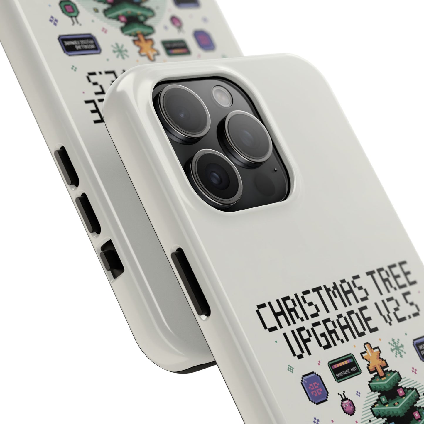 Christmas Tree Upgrade Tough iPhone Case - Pixel Art Design
