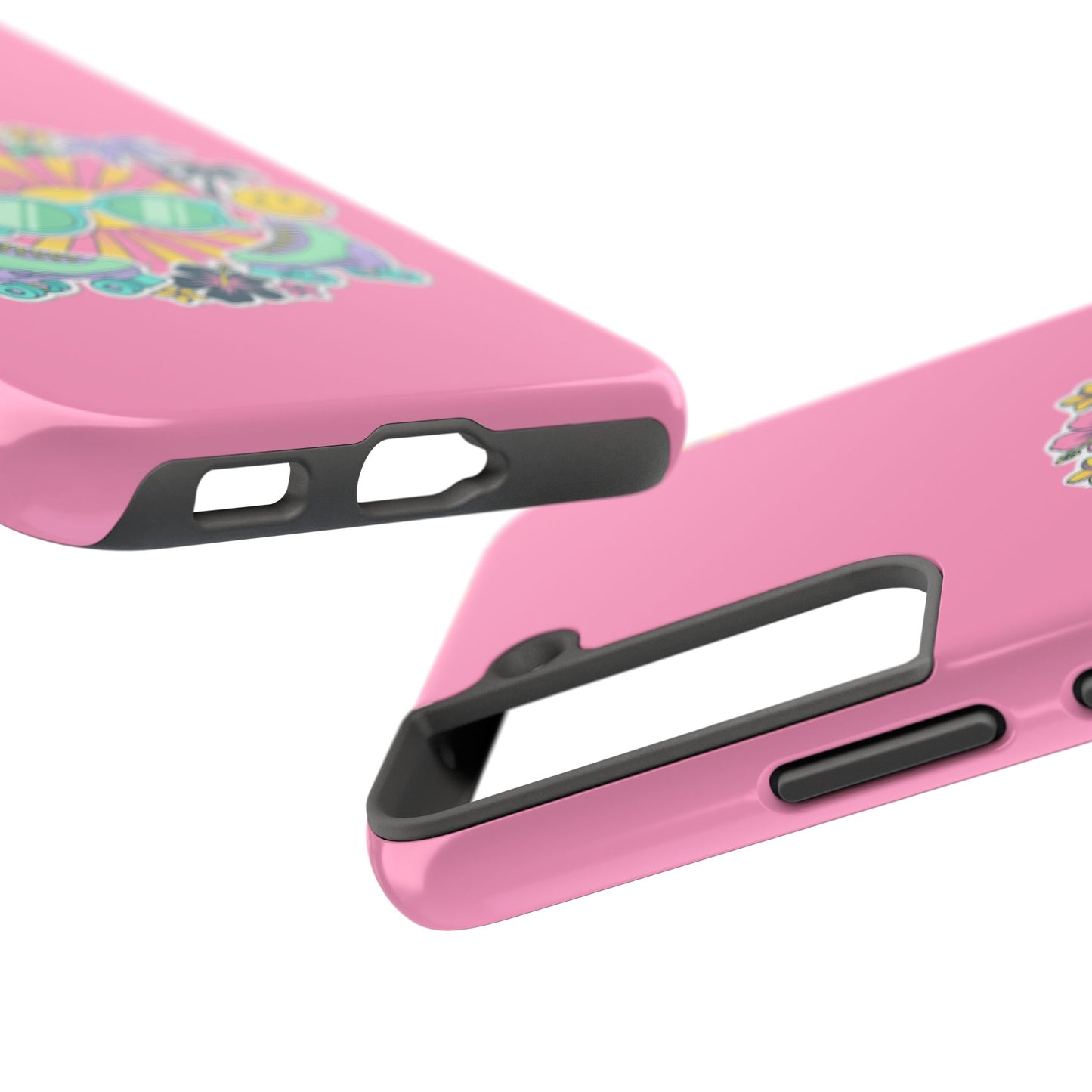 Retro Summer Phone Case — Y2K Palm Trees, Roller Skates & Smiley Collage