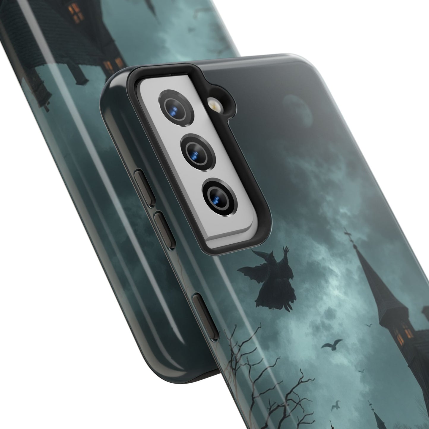 Halloween-Themed Tough Phone Case with Spooky House Design