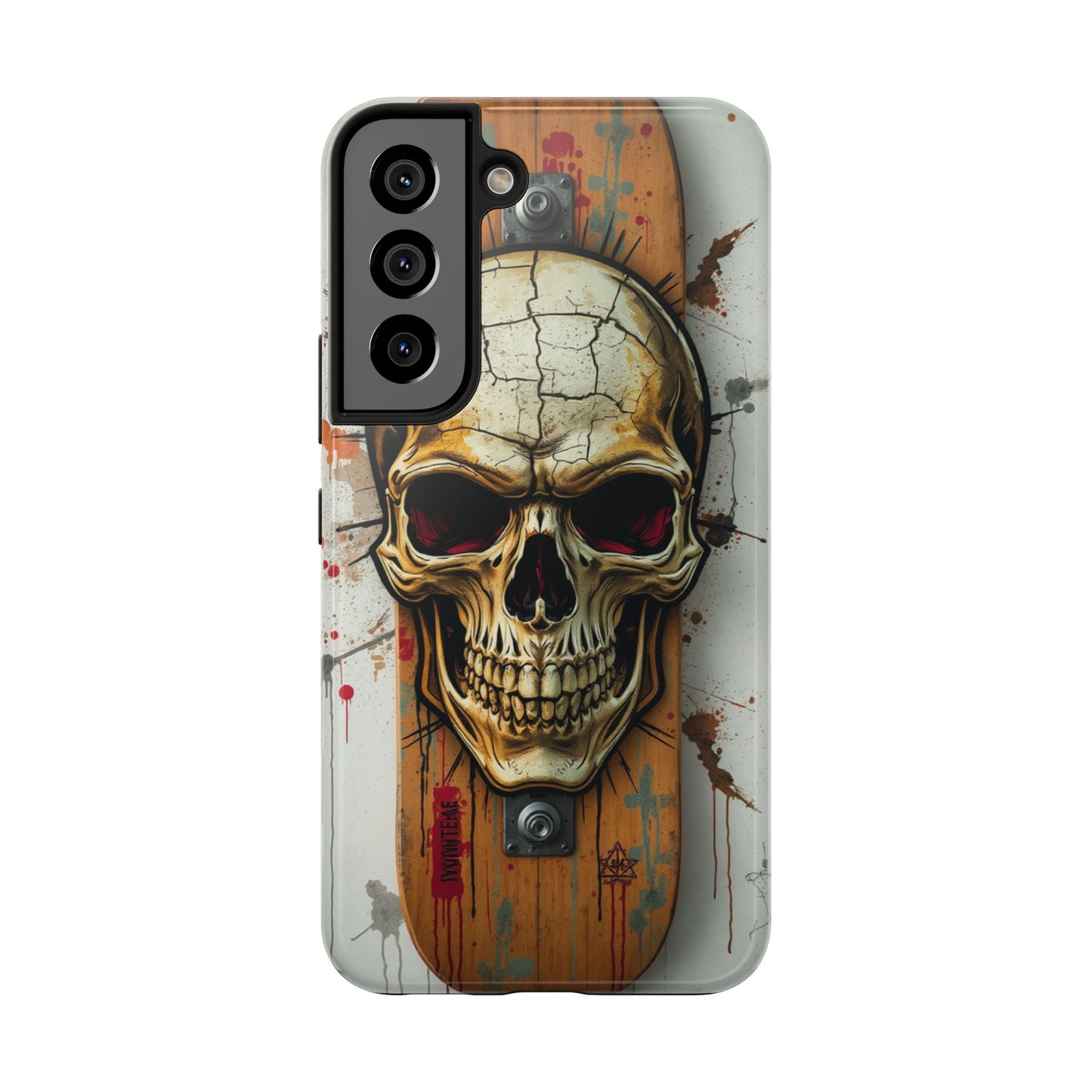 Edgy Skull Tough Phone Case - Durable Protection for Skateboard Enthusiasts