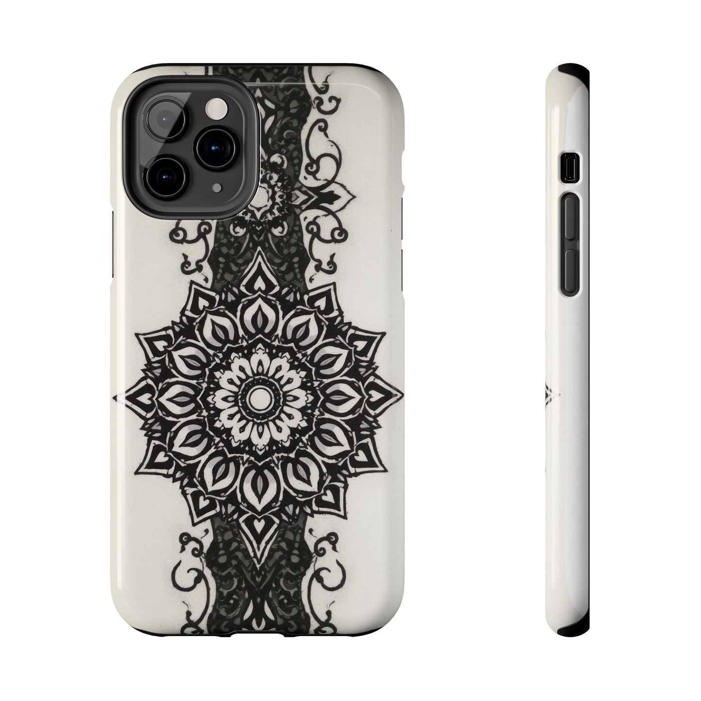 Stylish Tough Phone Cases with Dark Mandala Design - Durable and Unique Protection - for iPhone