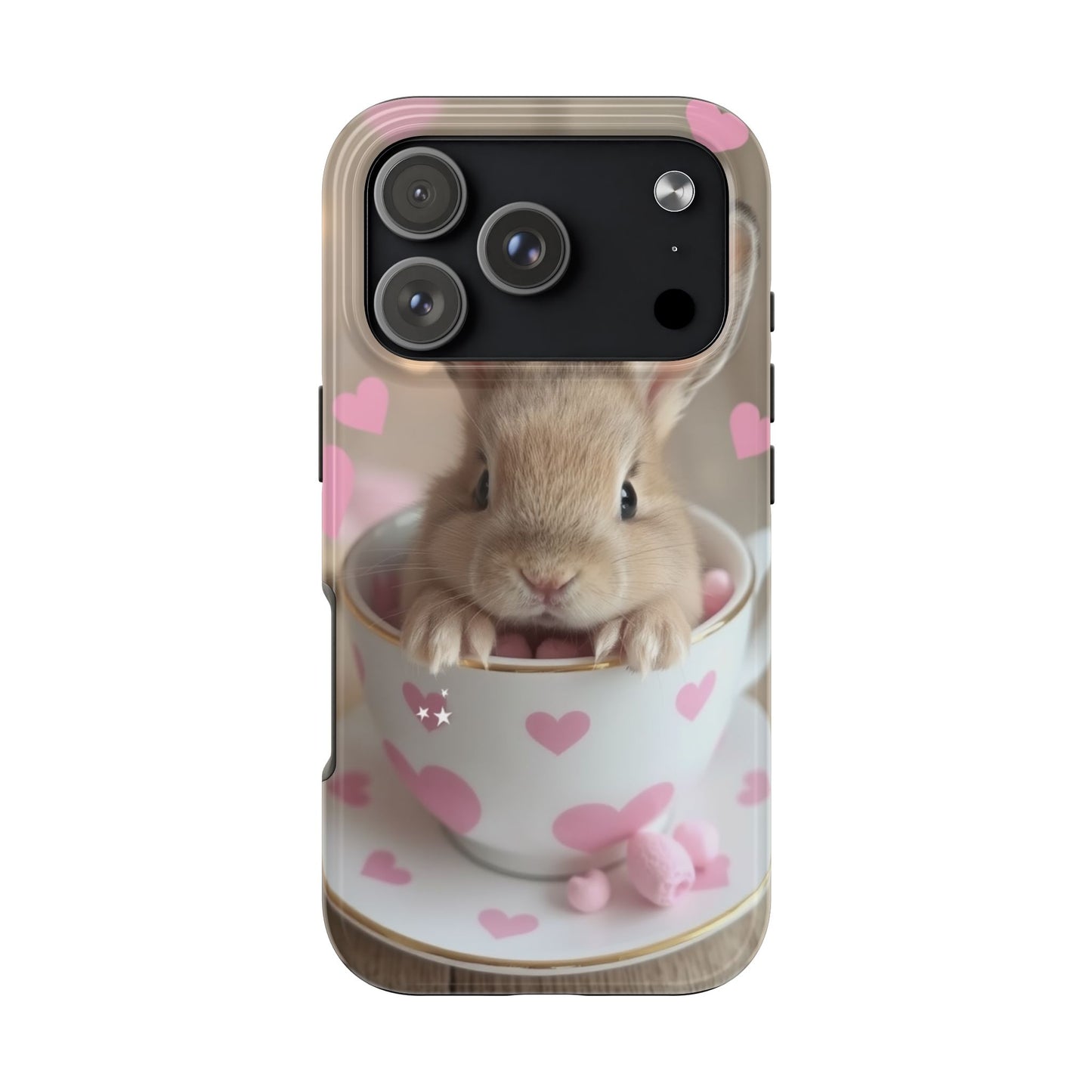 Adorable Bunny Phone Case with Heart Design - Cute Gift for Animal Lovers