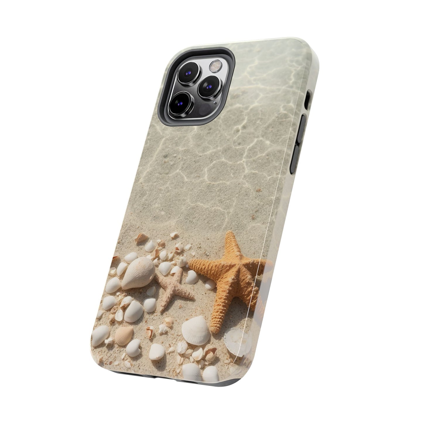 Beach-Inspired Tough Phone Case with Starfish and Seashell Design