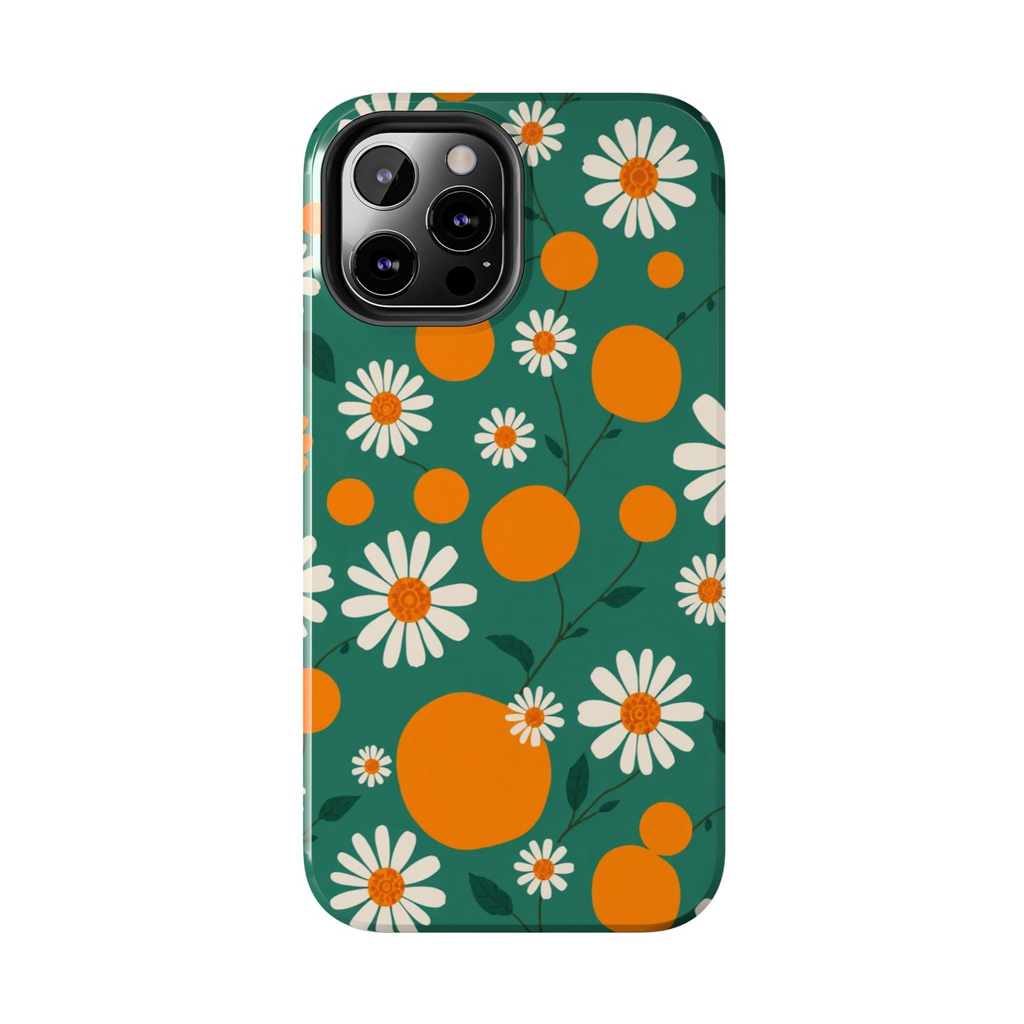 Floral Tough Phone Case - Daisy & Orange Design