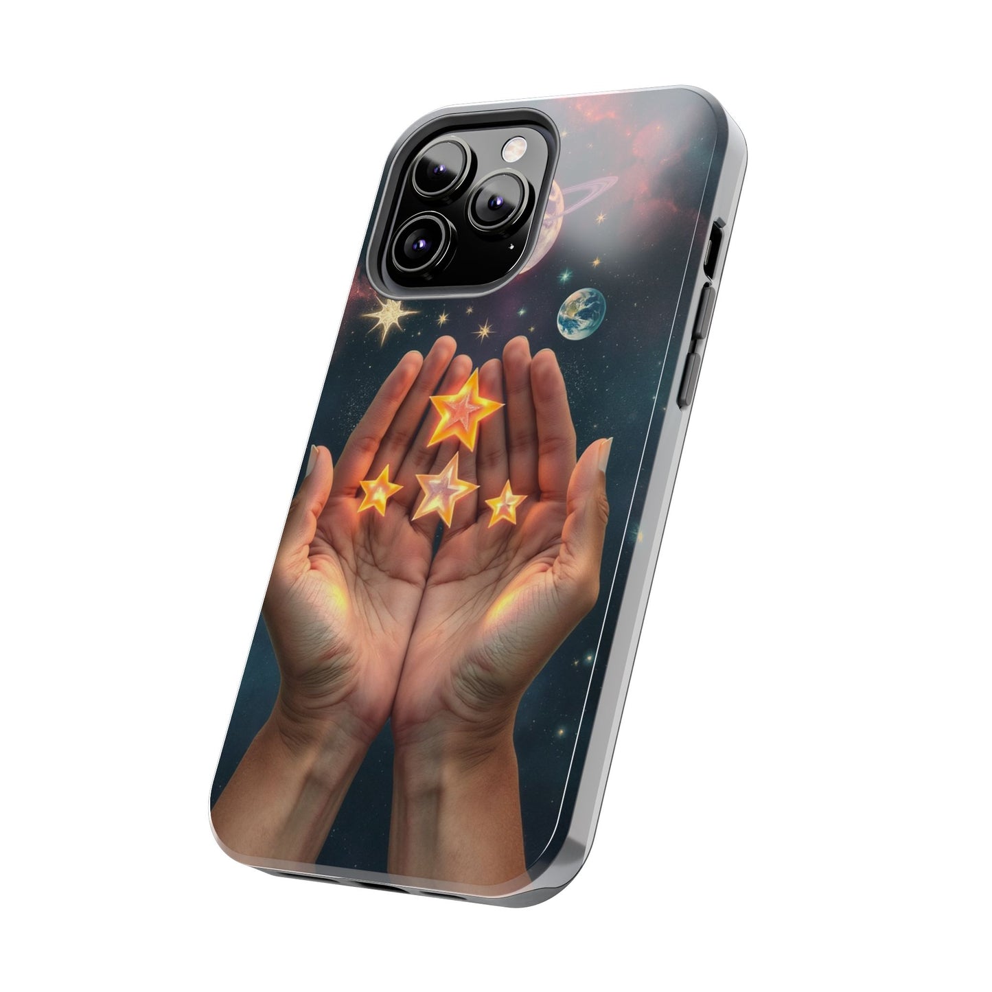 Galaxy Hands Tough Phone Case - Celestial Design for Star Lovers