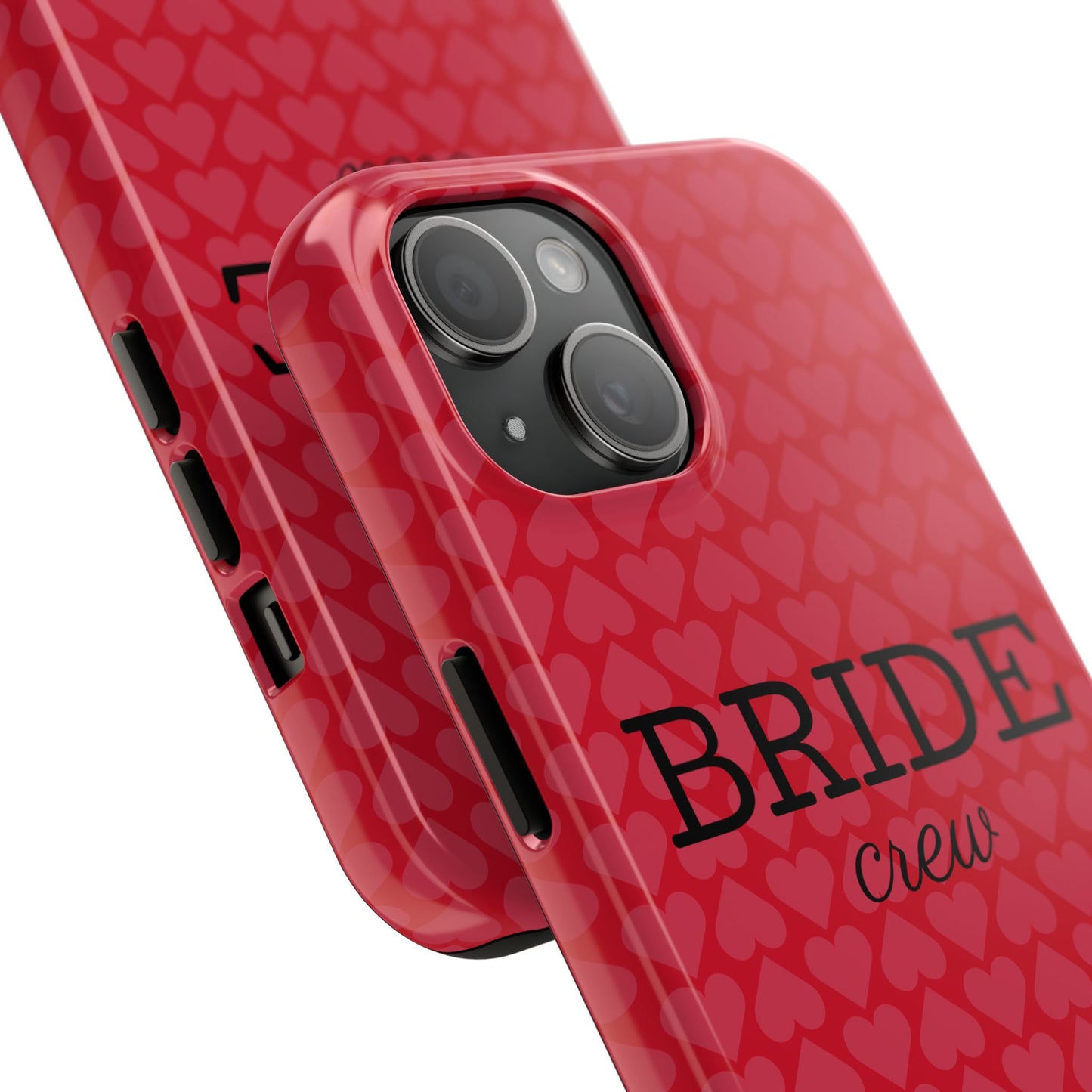 Bride Crew Tough Phone Case – Stylish Red Heart Design for Wedding Parties - for iPhone