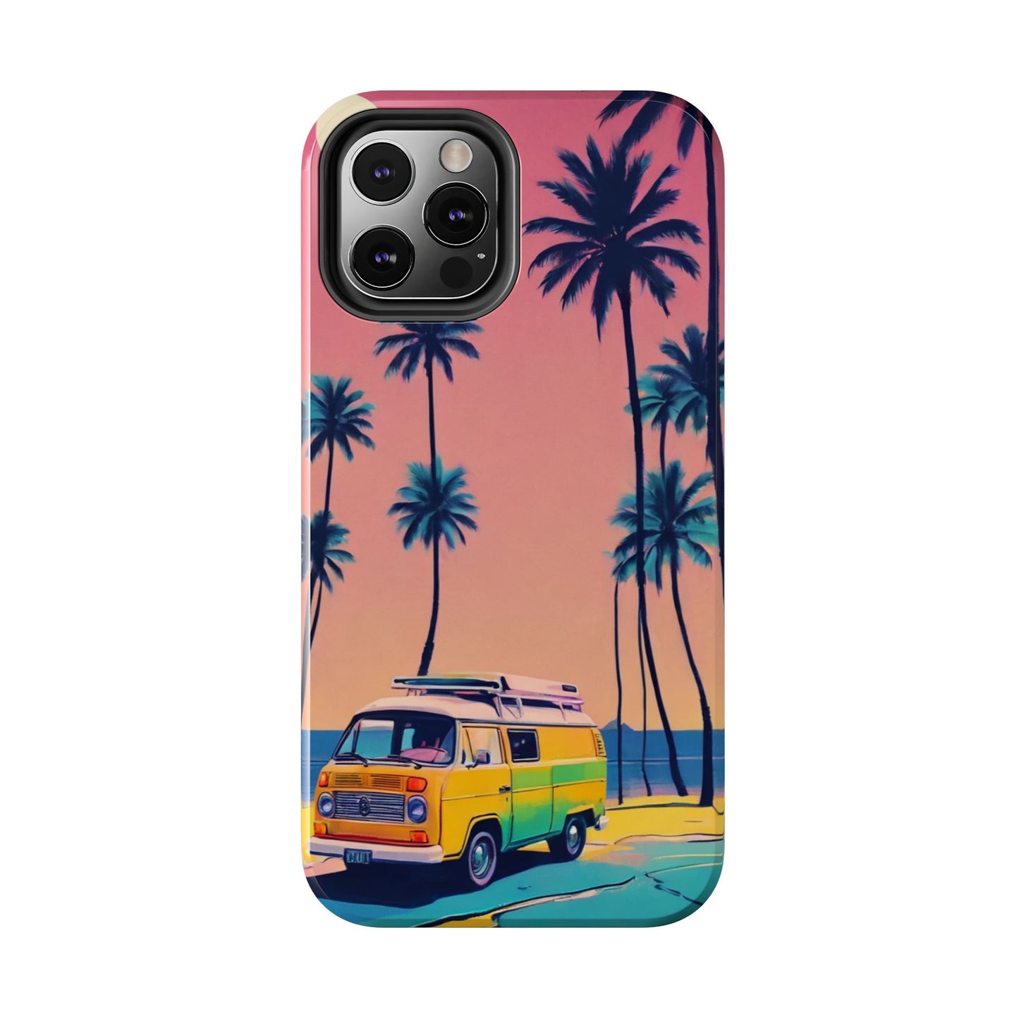 Tropical Beach Vibe Tough Phone Case - Vintage Van Design - for iPhone