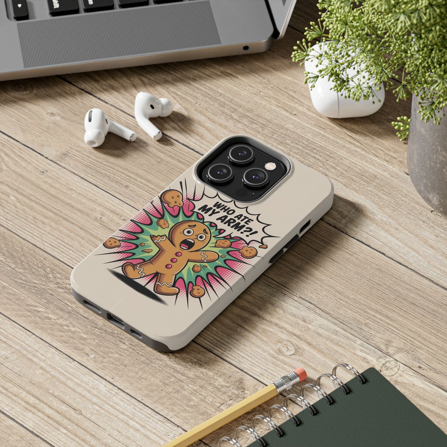 Funny Gingerbread Man Phone Case - Who Ate My Arm? Tough Protection
