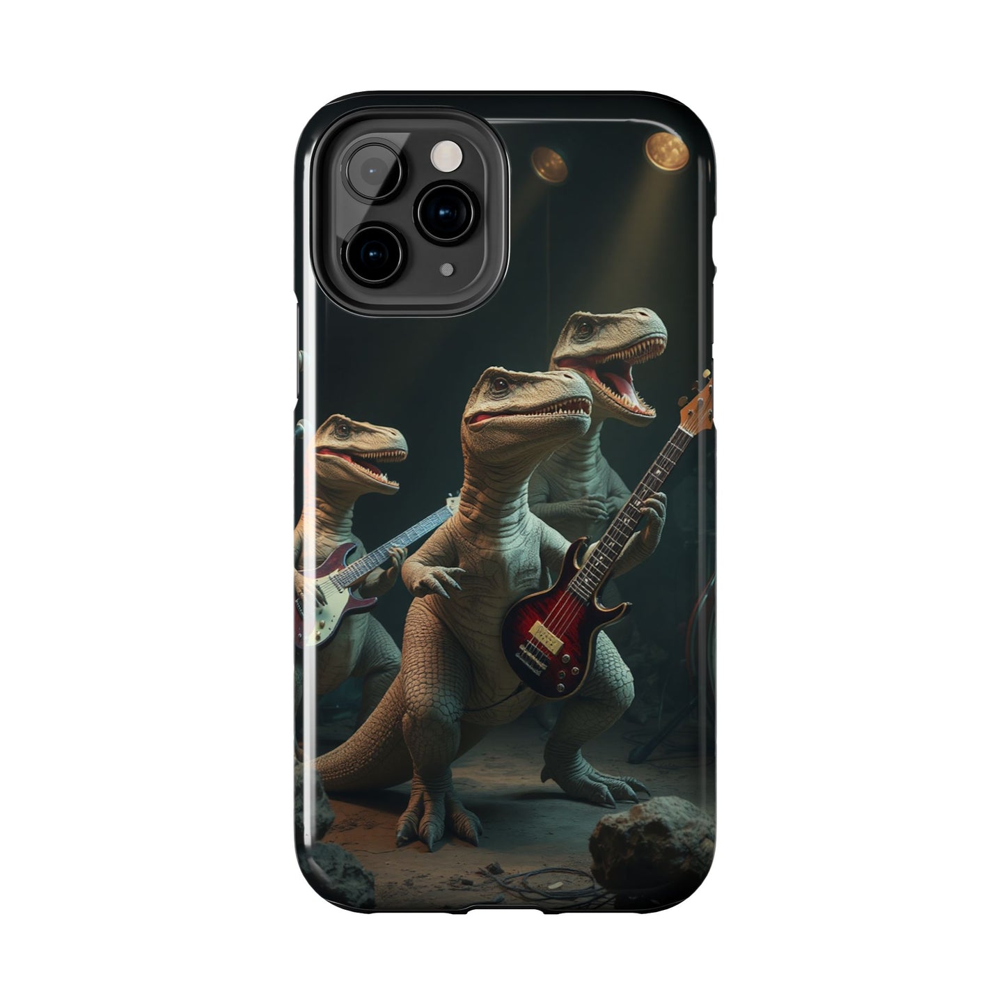 Rockin' Dinosaur Tough Phone Cases - Perfect for Music Lovers and Kids!