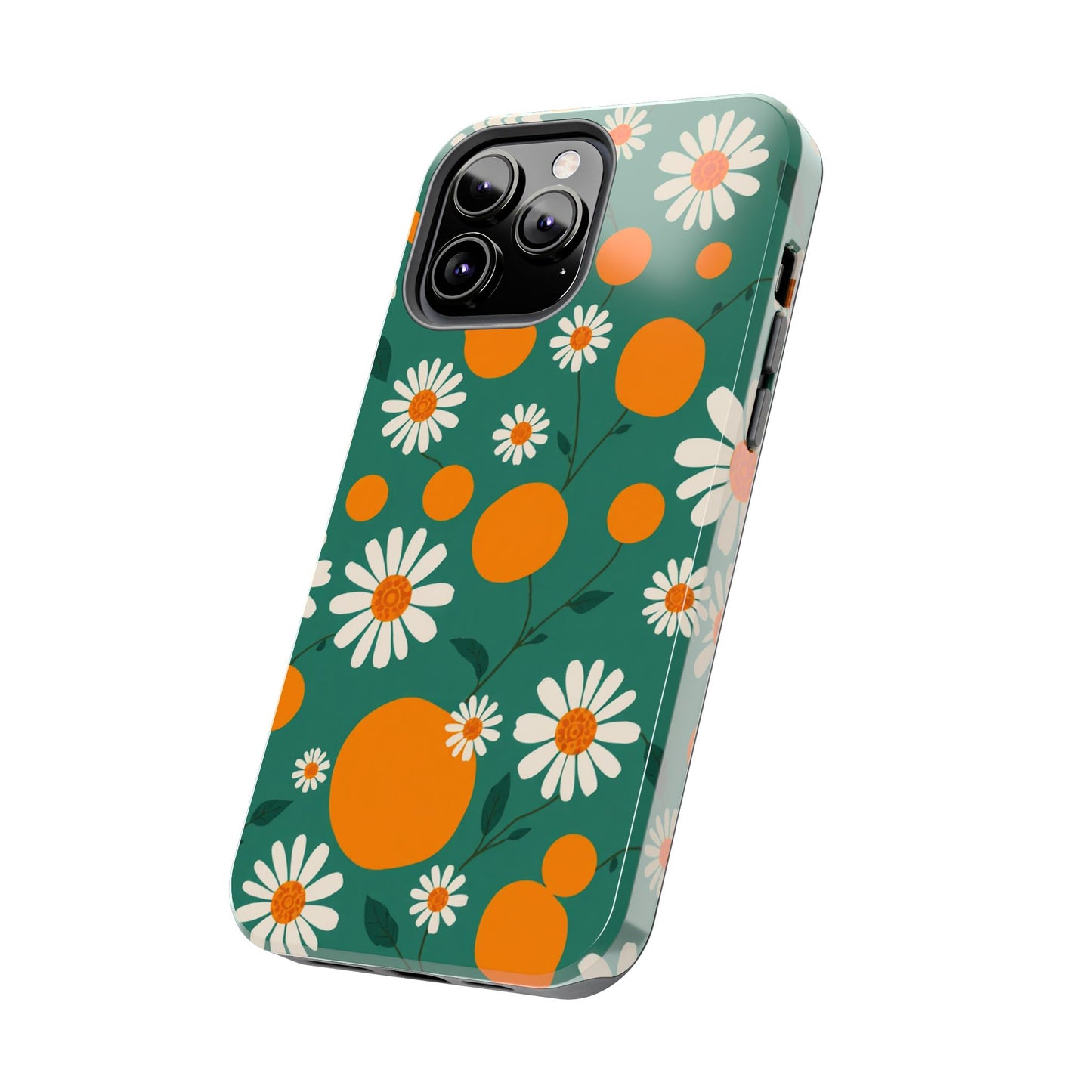 Floral Tough Phone Case - Daisy & Orange Design