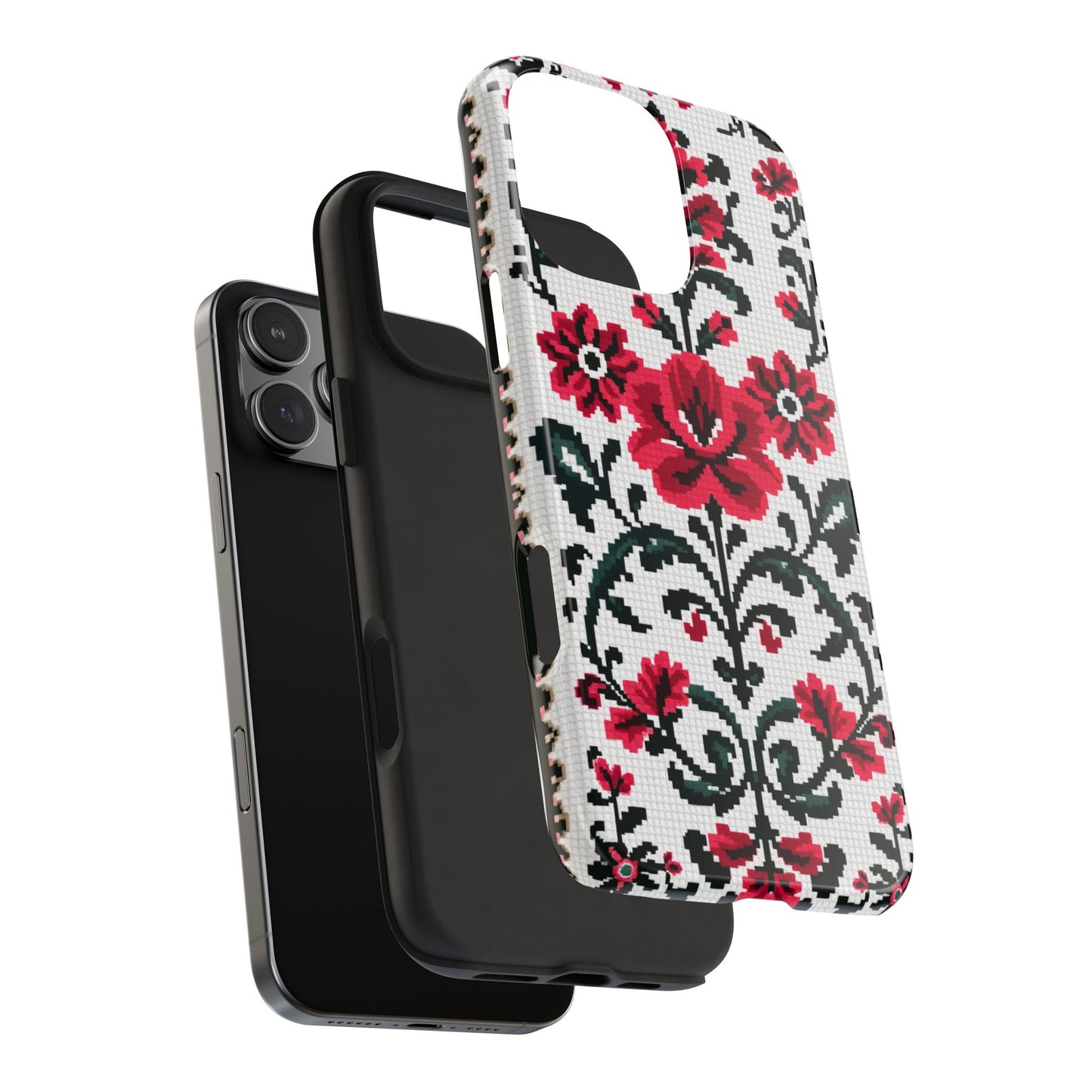 Traditional Floral Knit Tough Phone Cases - Durable Protection with Vintage Style - for iPhone