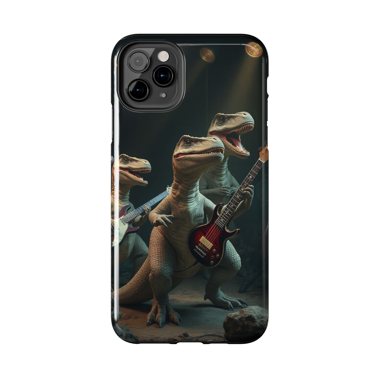 Rockin' Dinosaur Tough Phone Cases - Perfect for Music Lovers and Kids!