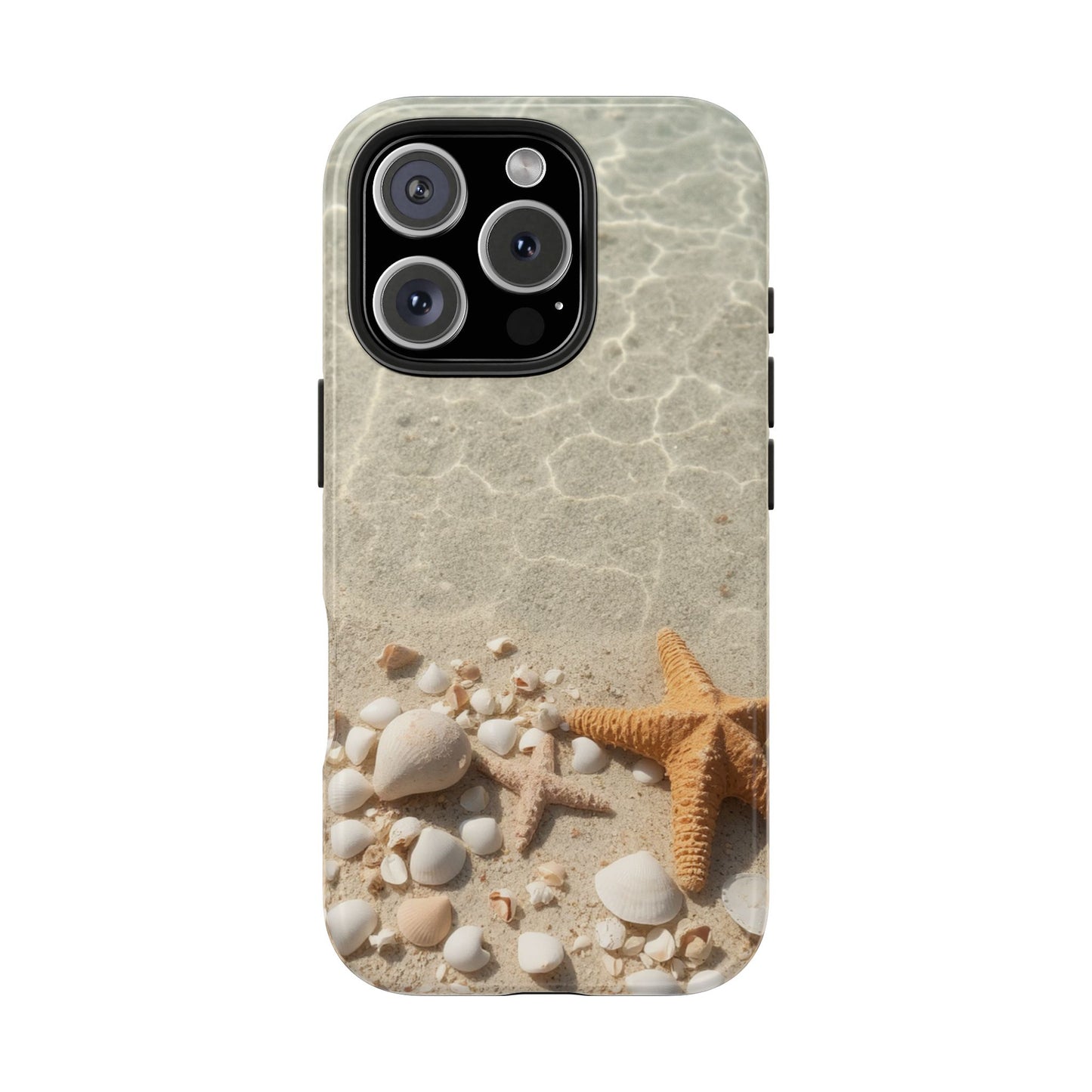 Beach-Inspired Tough Phone Case with Starfish and Seashell Design
