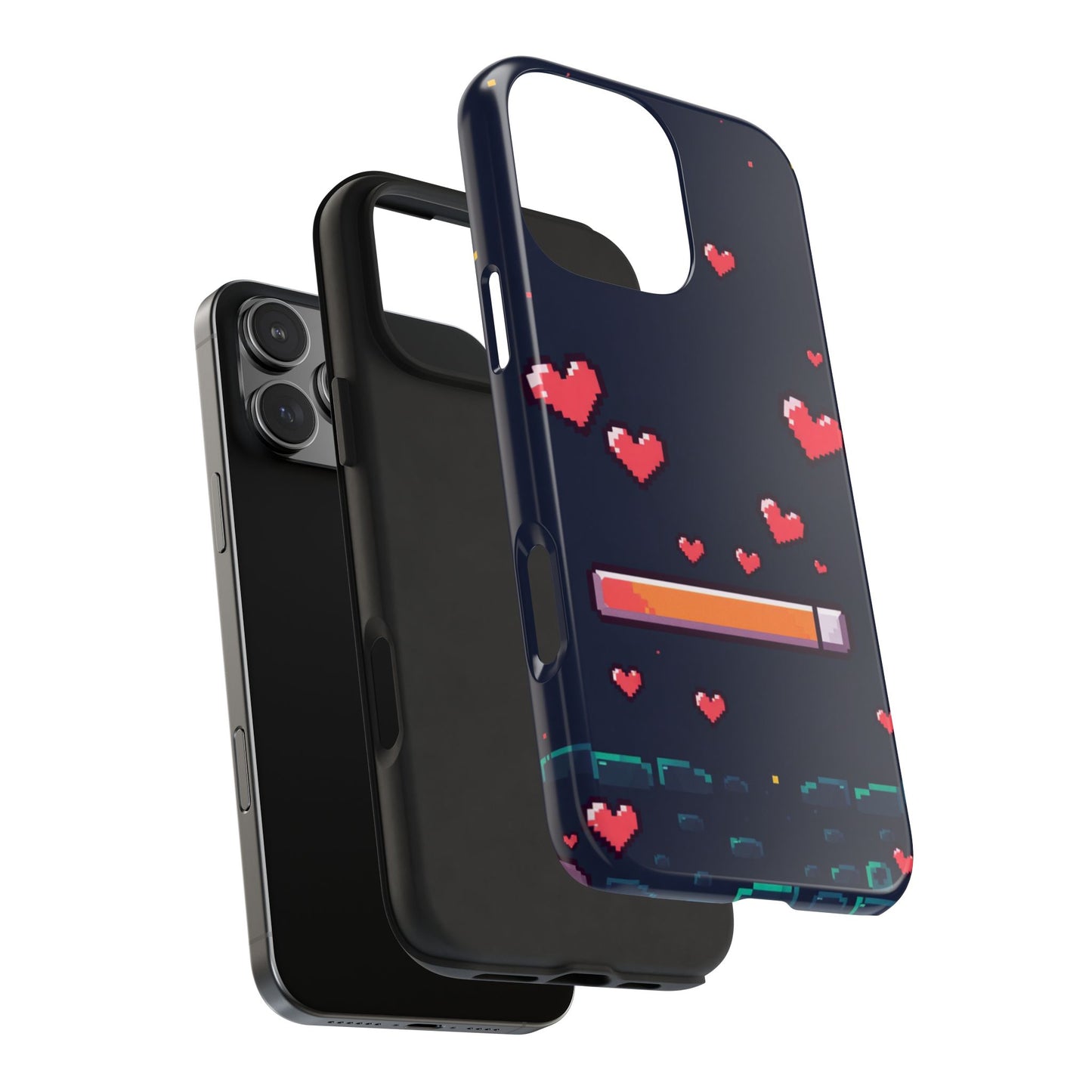 Pixel Heart Tough Phone Case - Retro Gamer Style for Valentine's Day