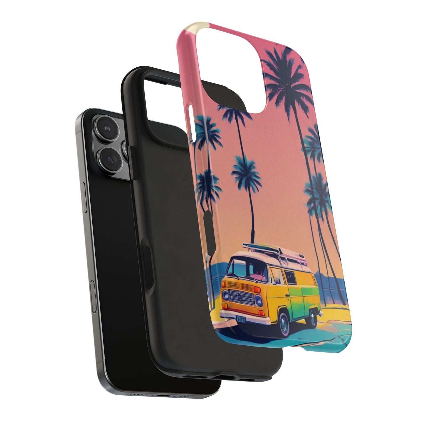 Tropical Beach Vibe Tough Phone Case - Vintage Van Design - for iPhone