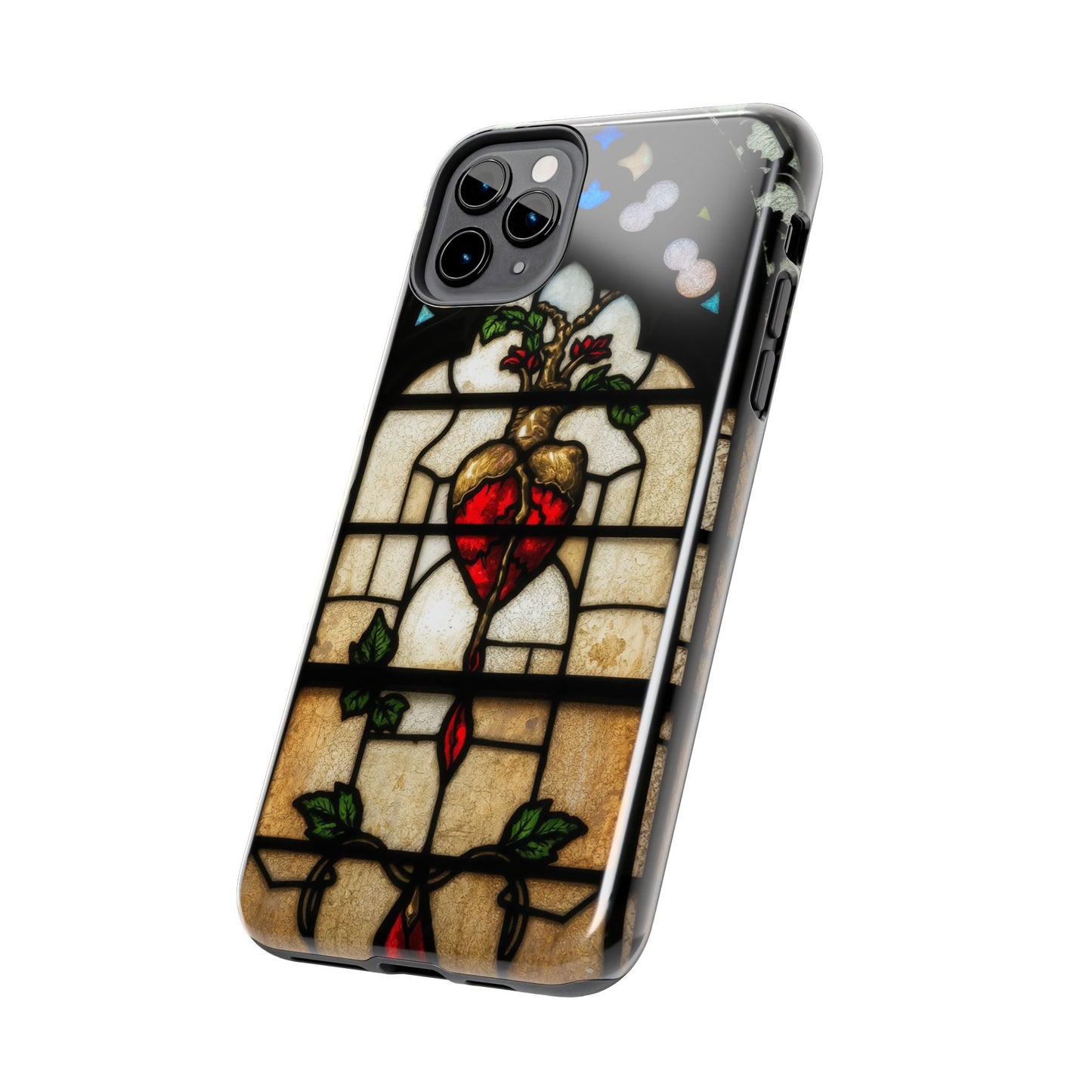 Stained Glass Heart Tough Phone Case - Unique Design for Protection & Style