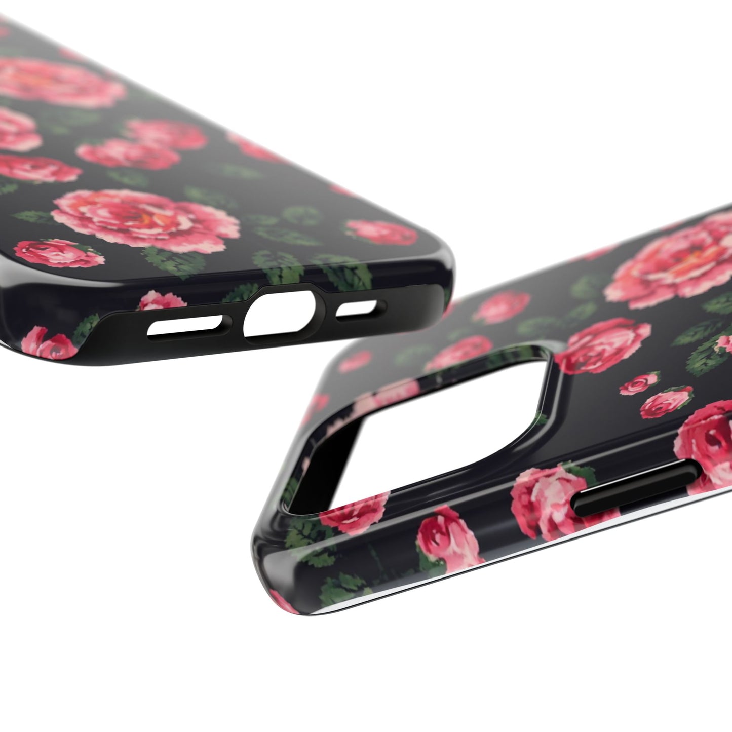Pixelated Floral Tough Phone Case - Elegant Rose Design for Protection & Style - for iPhone