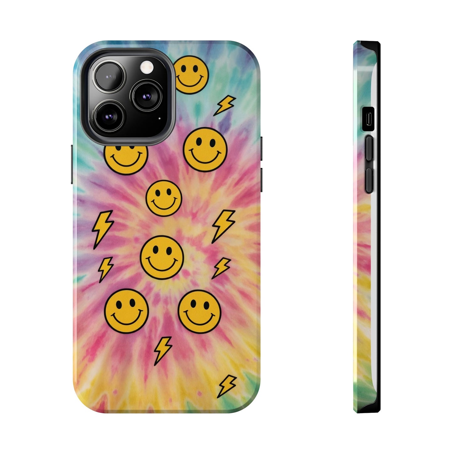 Colorful Smiley Lightning Tough Phone Case - Fun & Durable
