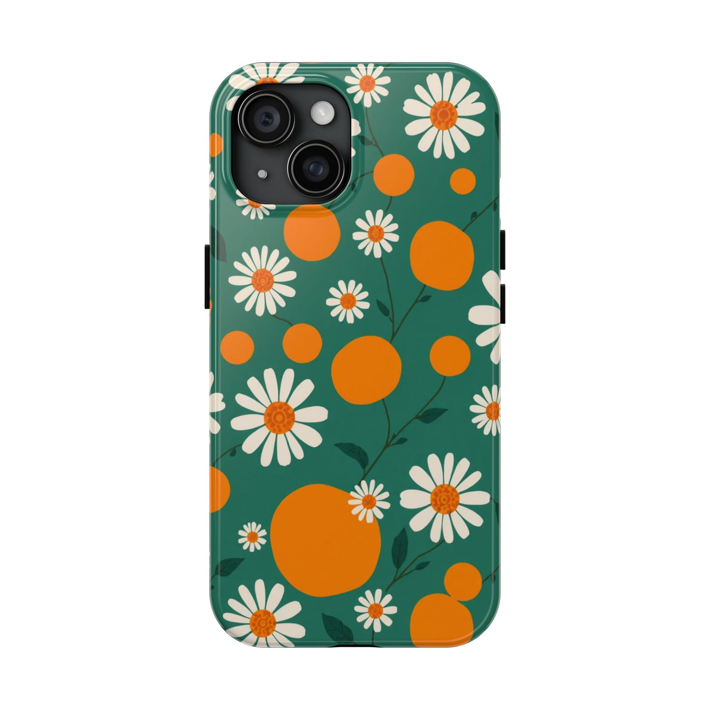 Floral Tough Phone Case - Daisy & Orange Design