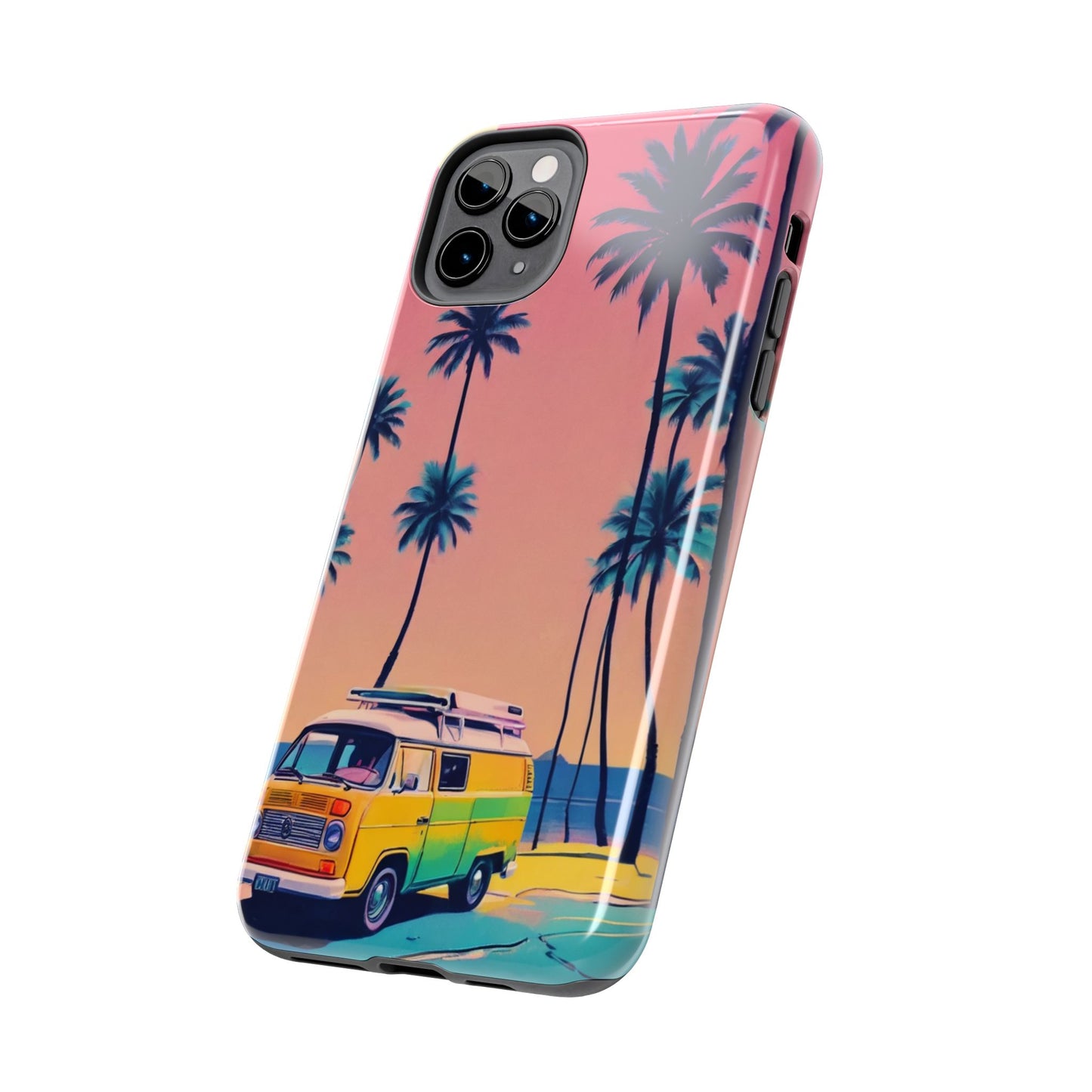 Tropical Beach Vibe Tough Phone Case - Vintage Van Design - for iPhone