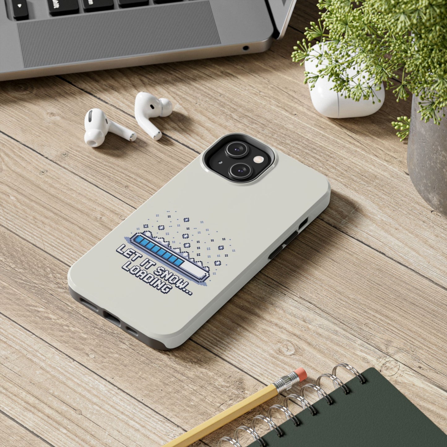 Snowy Vibe Tough Phone Case - Let It Snow Loading Design Pixel Art