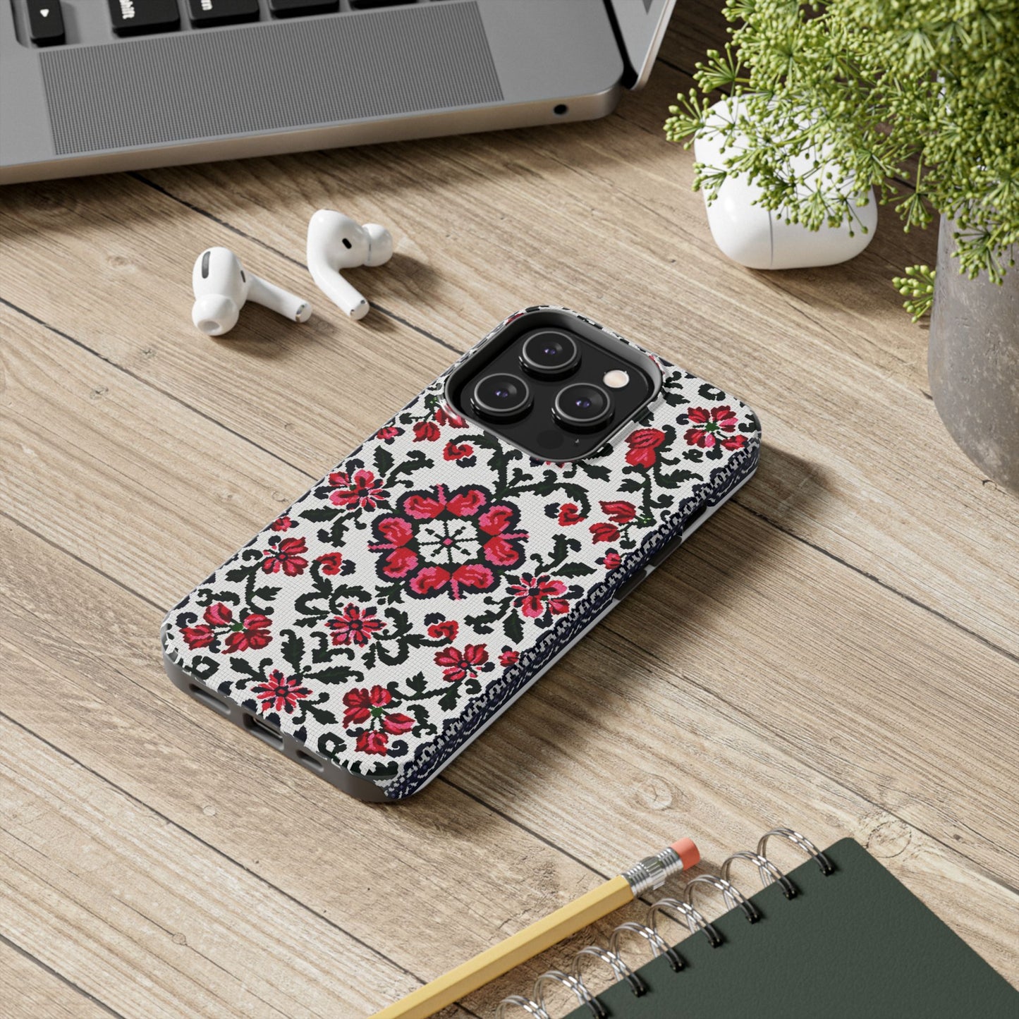 Traditional Knit Floral Design | Tough Phone Case - Durable Protection for iPhone