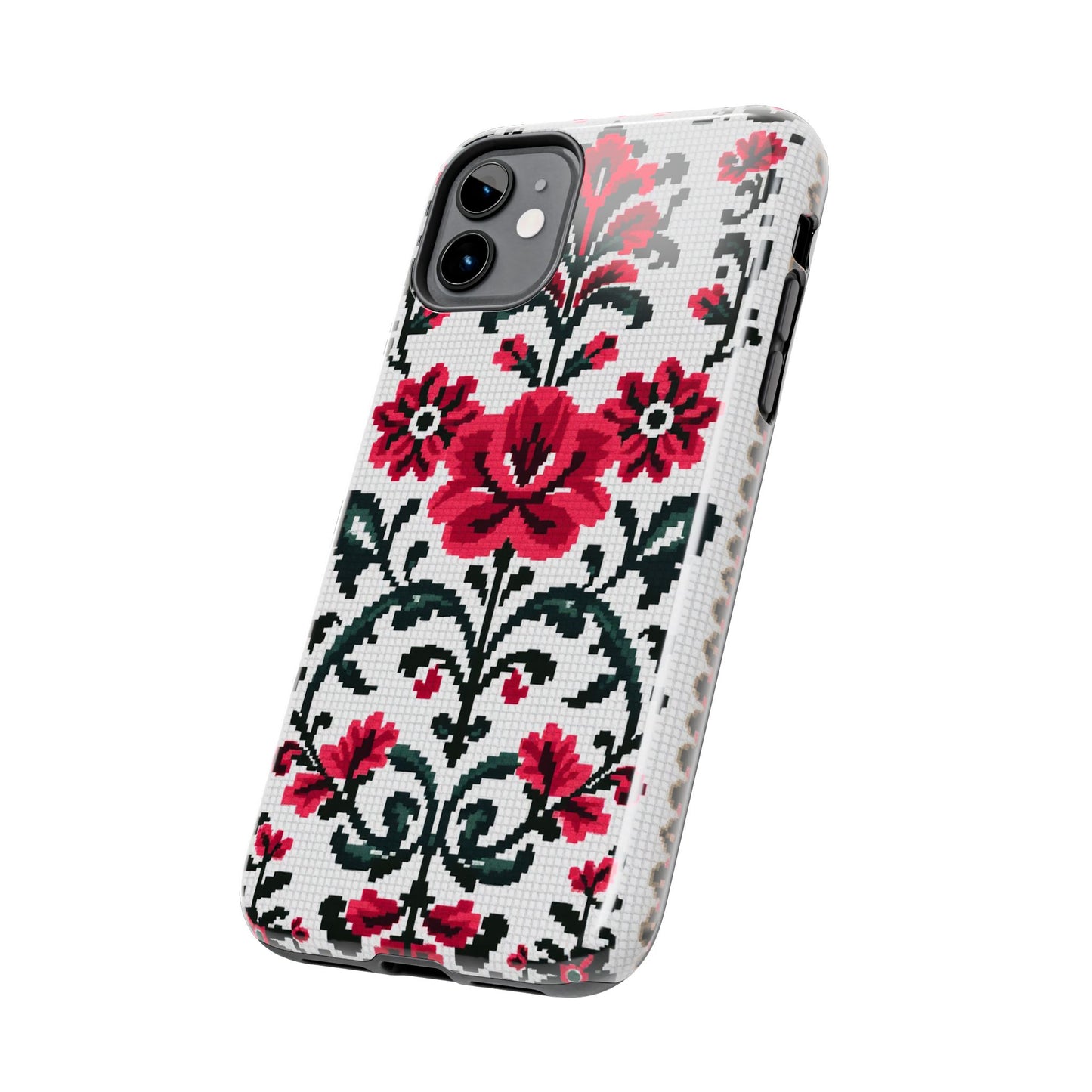 Traditional Floral Knit Tough Phone Cases - Durable Protection with Vintage Style - for iPhone