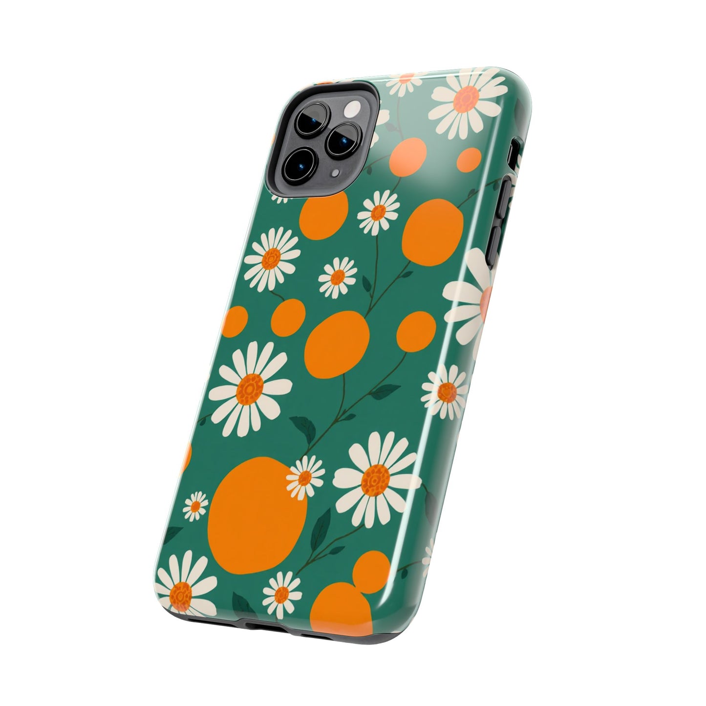 Floral Tough Phone Case - Daisy & Orange Design
