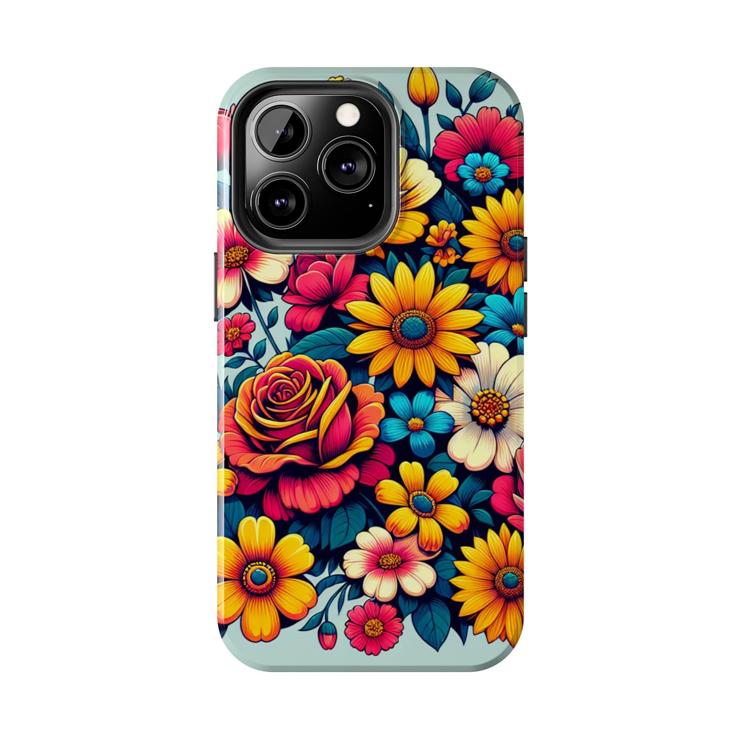 Vibrant Floral Tough Phone Case - Colorful Flower Design - for iPhone