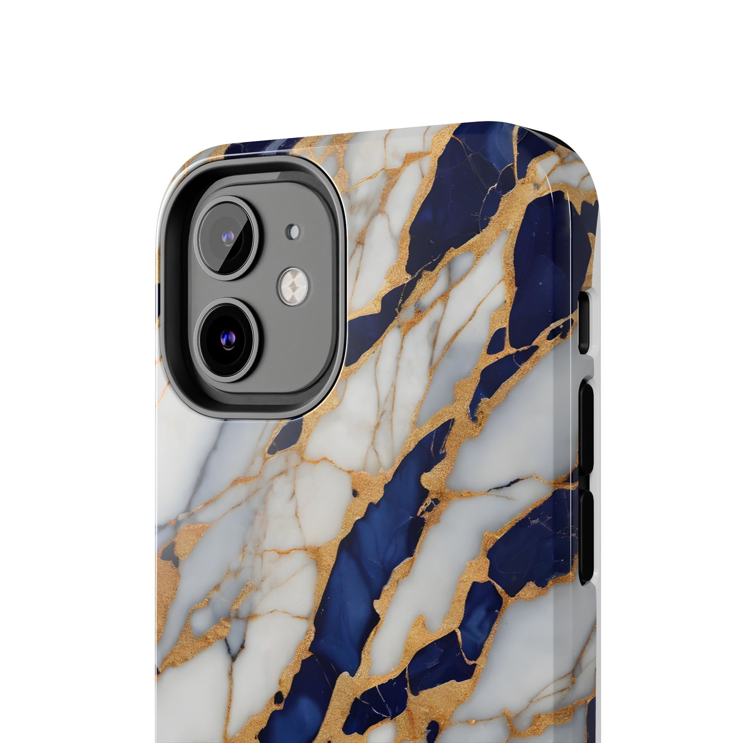 Stunning Marble Tough Phone Case - Elegant Blue & Gold Design Stylish Protection - for iPhone
