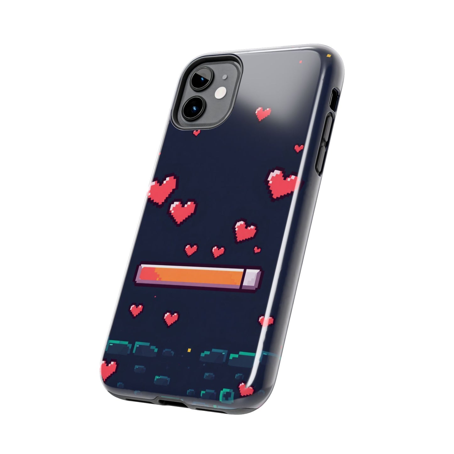 Pixel Heart Tough Phone Case - Retro Gamer Style for Valentine's Day