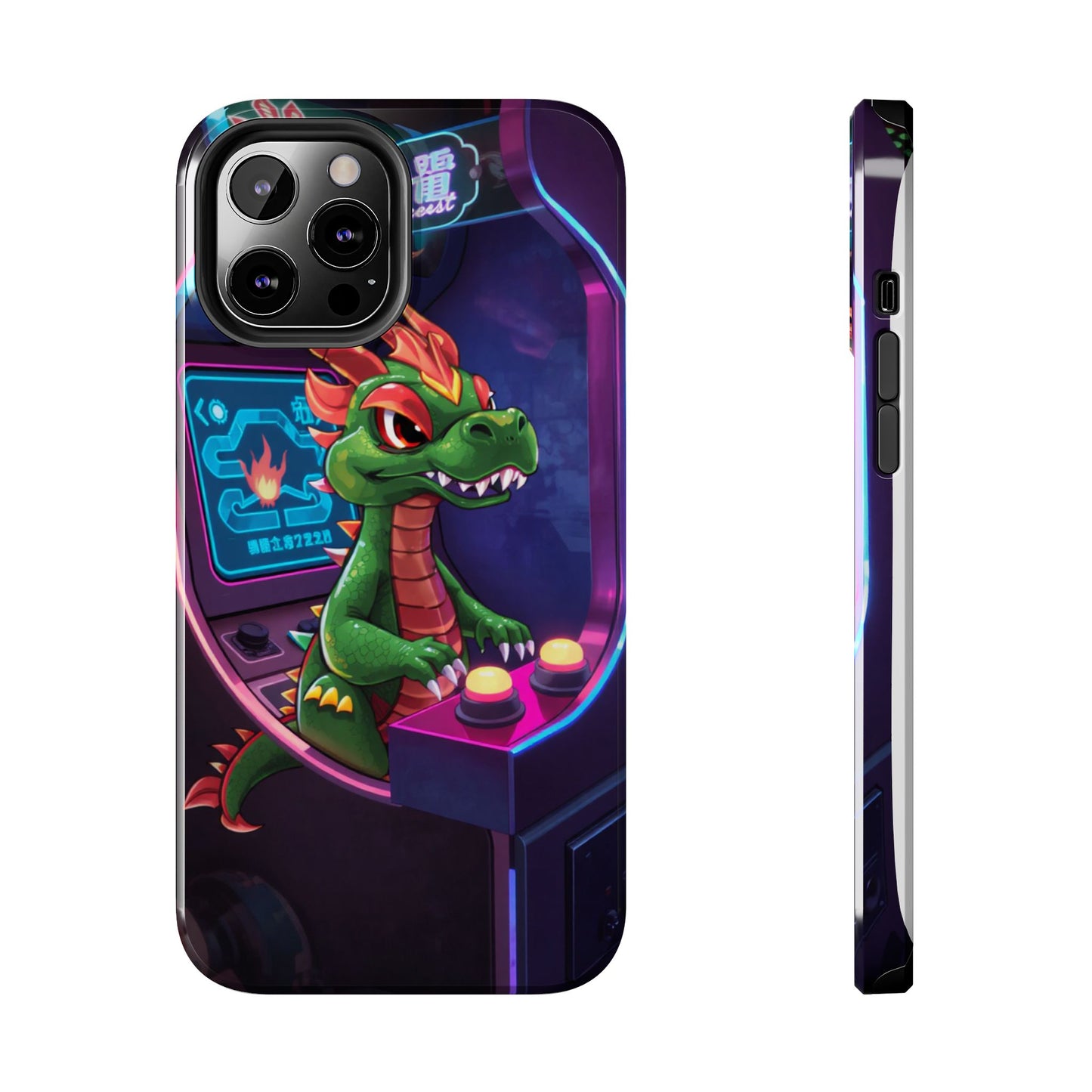 Retro Gamer Tough Phone Case with Dragon Design