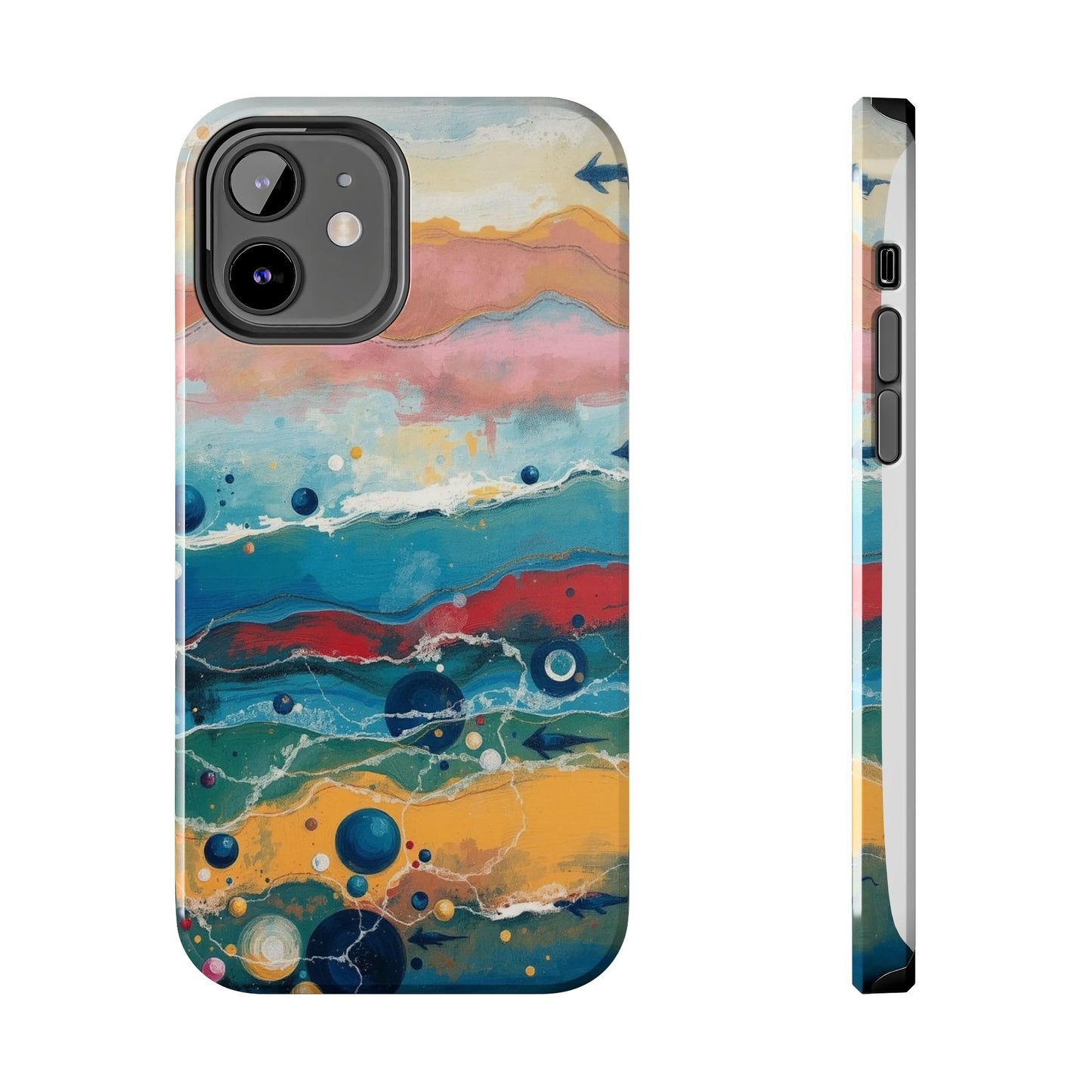Artistic Tough Phone Case - Vibrant Waves Design for Unique Style