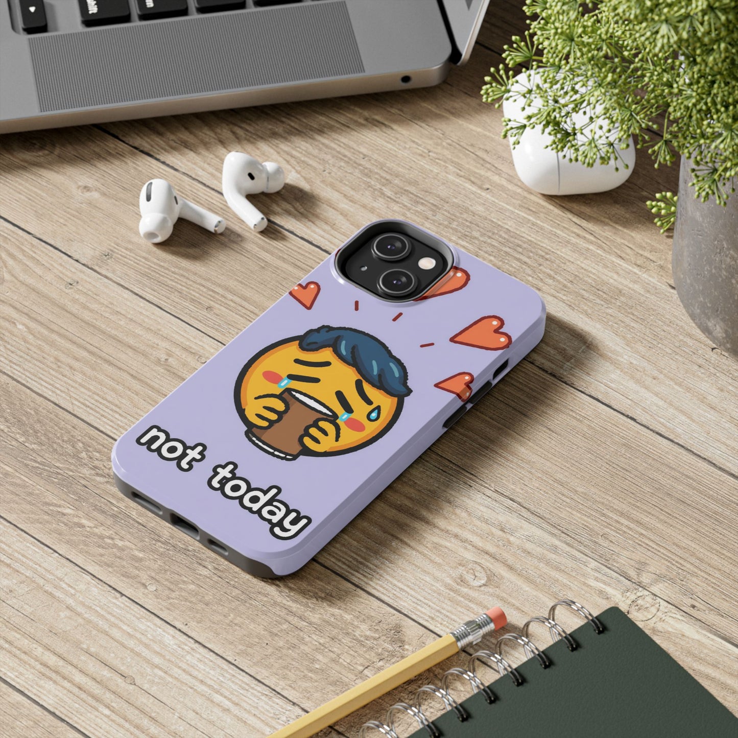 Cute Tough Phone Case - 'Not Today' Emoji Design