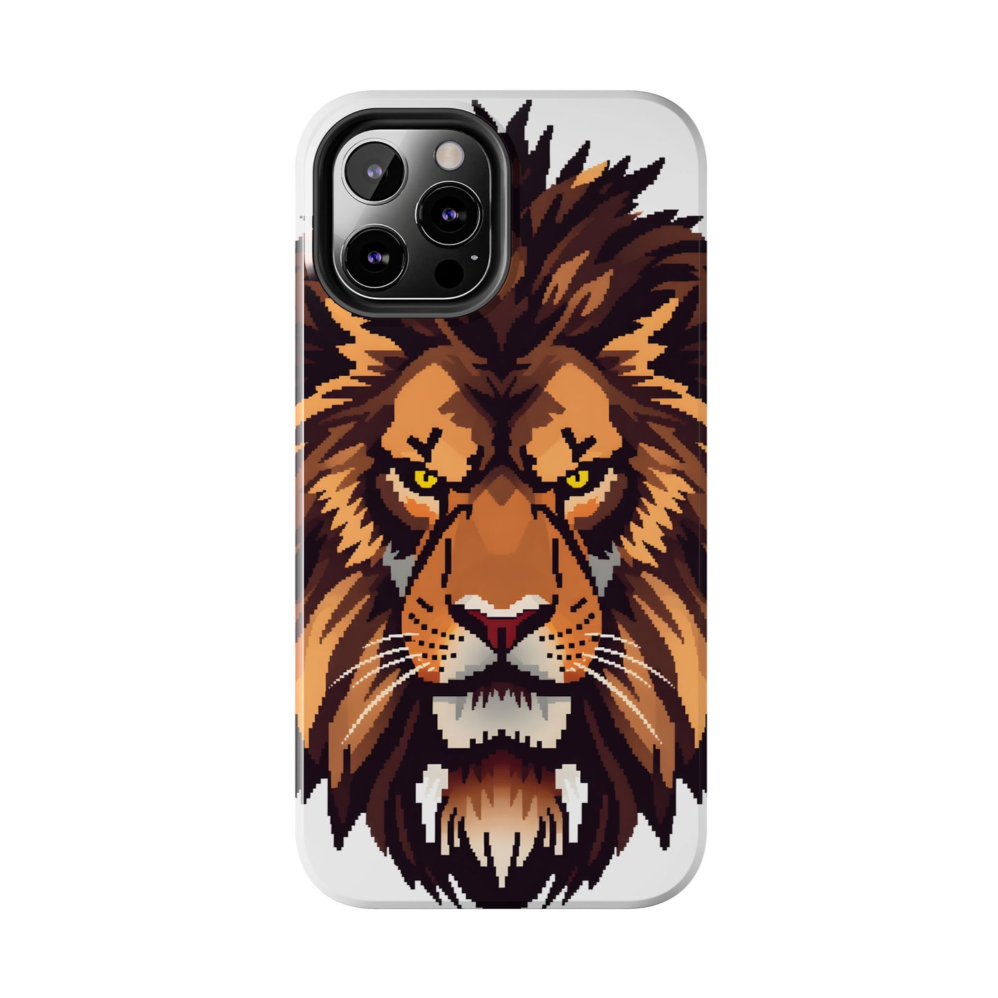 Fierce Pixelated Lion Tough Phone Case - Durable Design for Animal Lovers - for iPhone