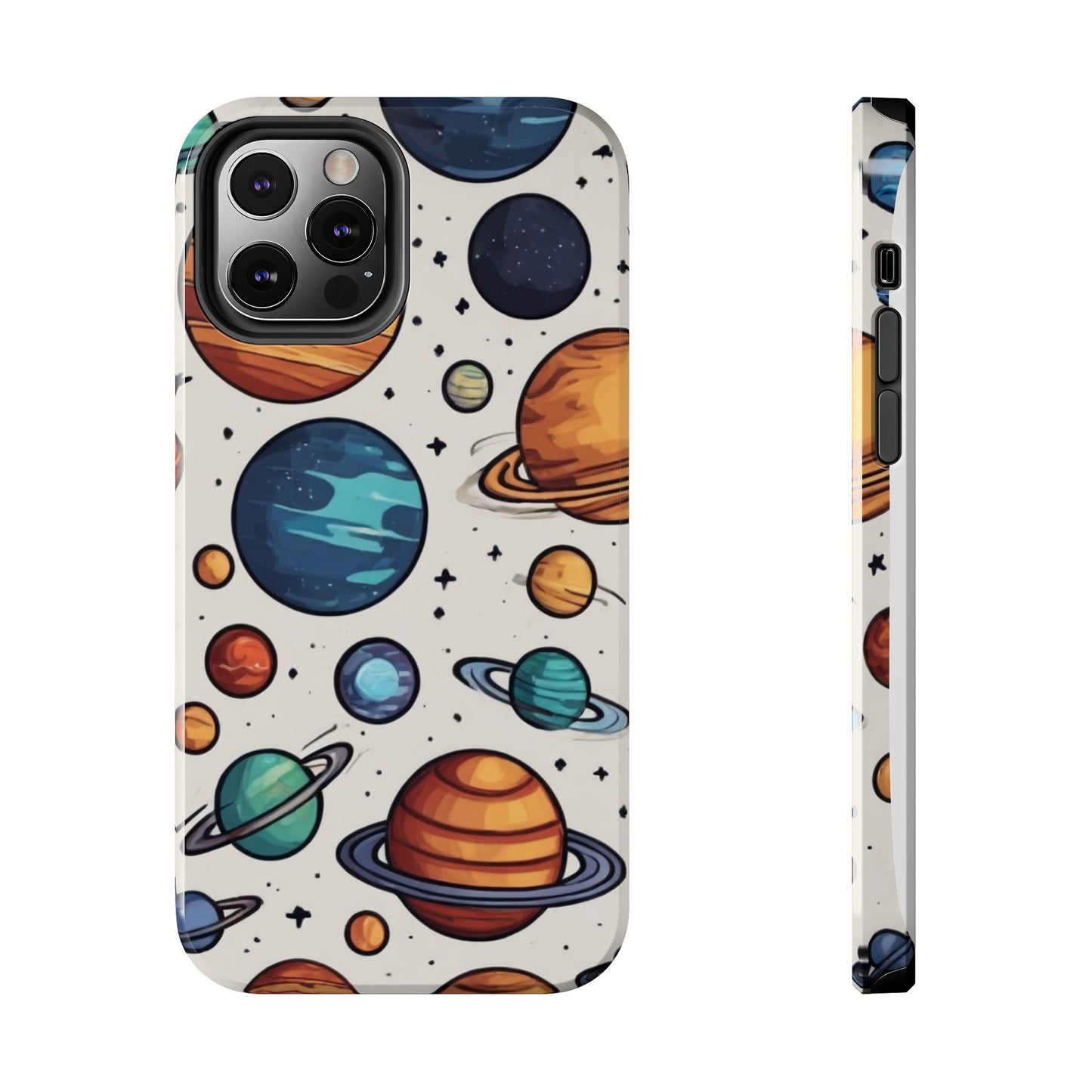 Cosmic Galaxy Tough Phone Case - Planetary Cartoon Design - for iPhone