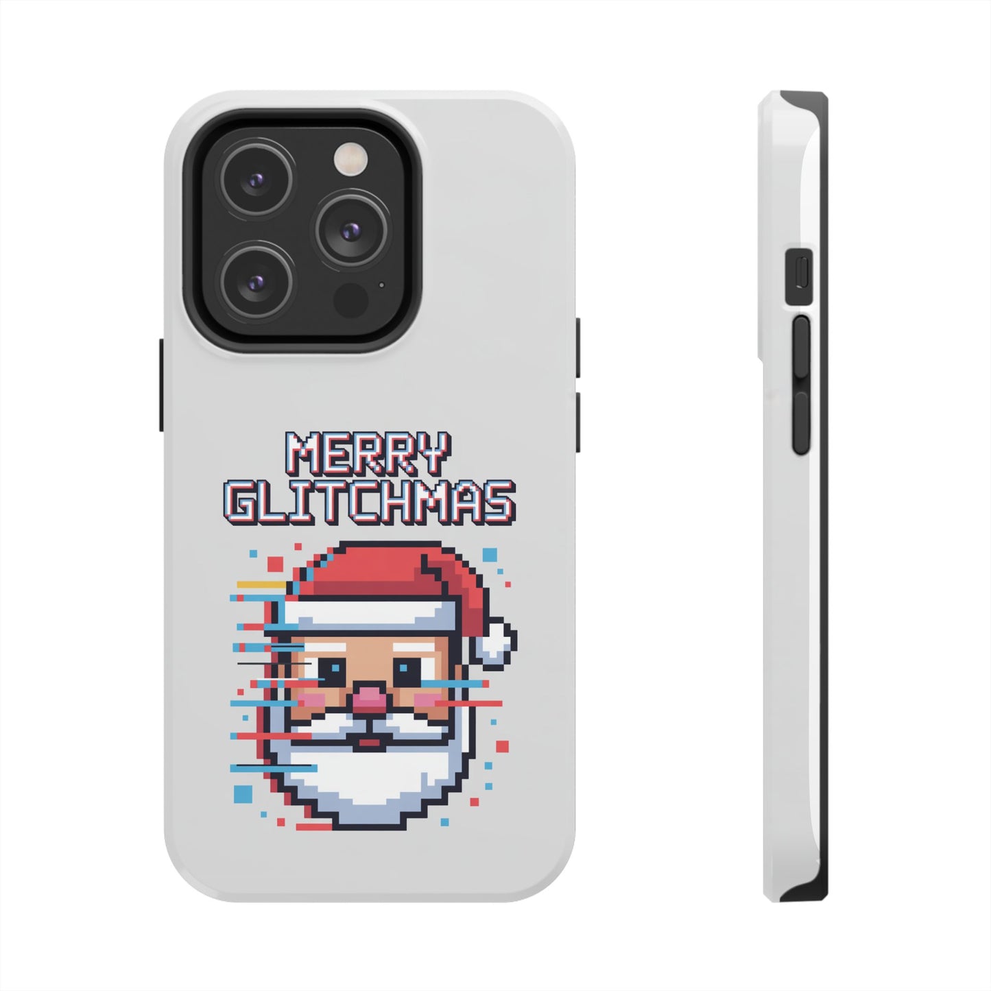 Merry Glitchmas Phone Case - Christmas Pixel Art Design for iPhone