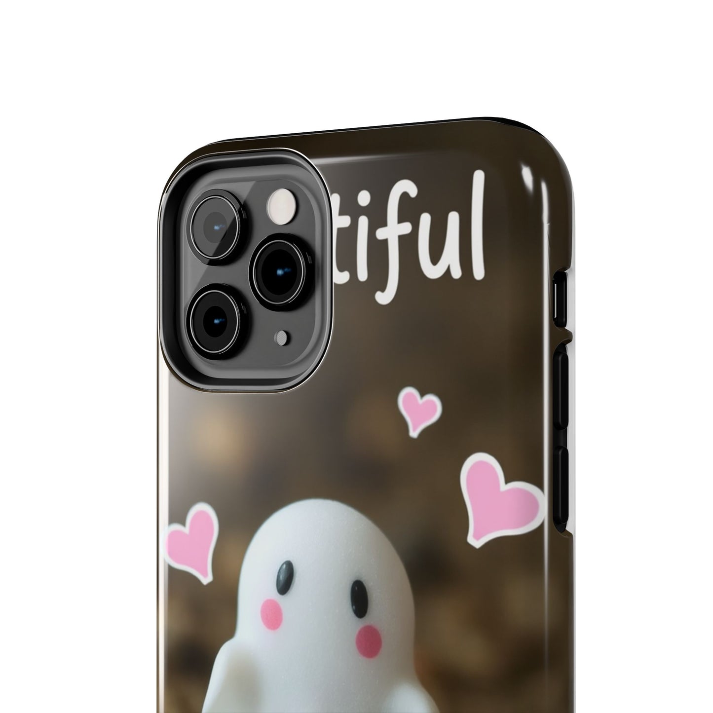 Cute Ghost Tough Phone Case - Beautiful Design with Heart Accents