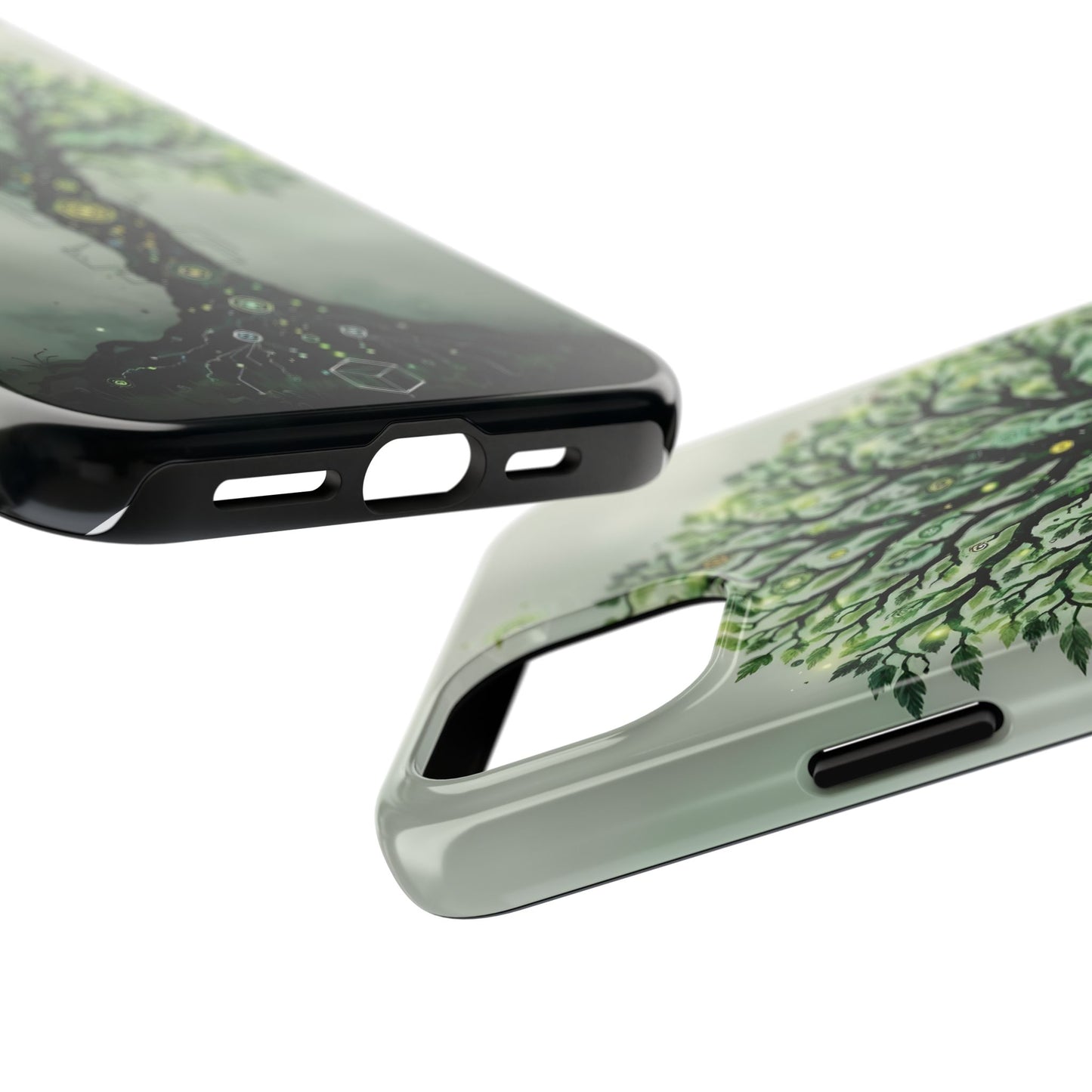 Nature-Inspired Tough Phone Case with Tech Tree Design - for iPhone