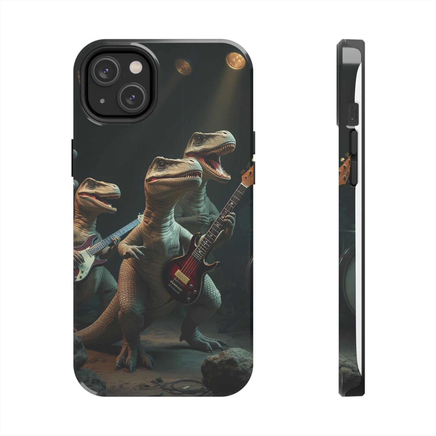 Rockin' Dinosaur Tough Phone Cases - Perfect for Music Lovers and Kids!