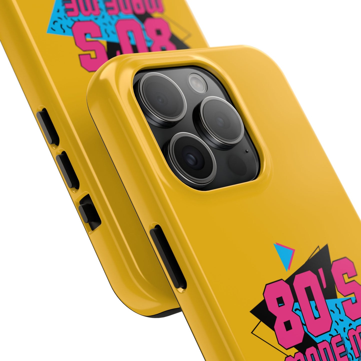 80's Made Me Tough Phone Case - Retro Yellow Silicone Cover - for iPhone